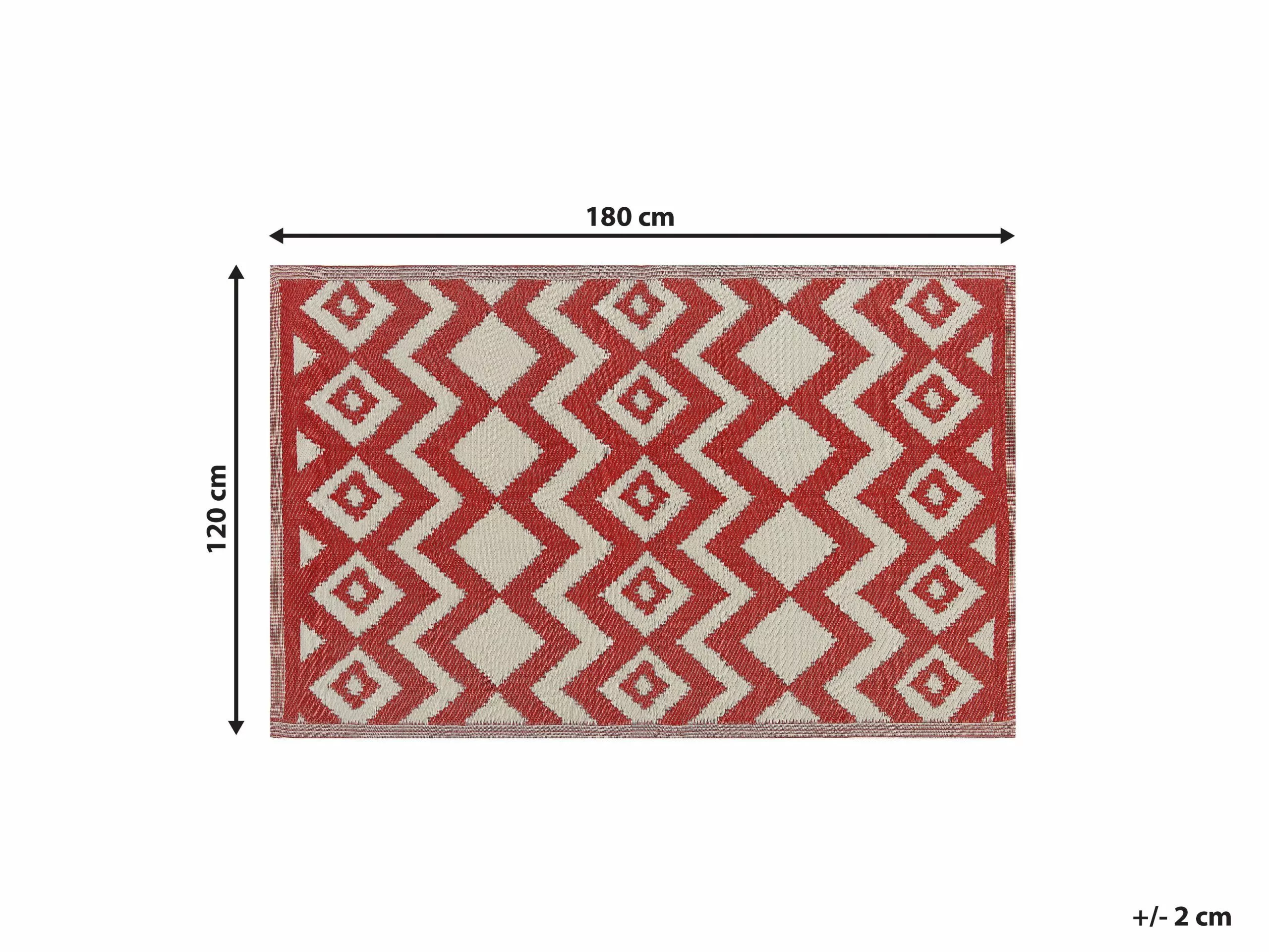 Beliani Ulkomatto Punainen 120 X 180 Cm DEWAS 8 Beliani Ulkomatto Punainen 120 X 180 Cm DEWAS - Image 6