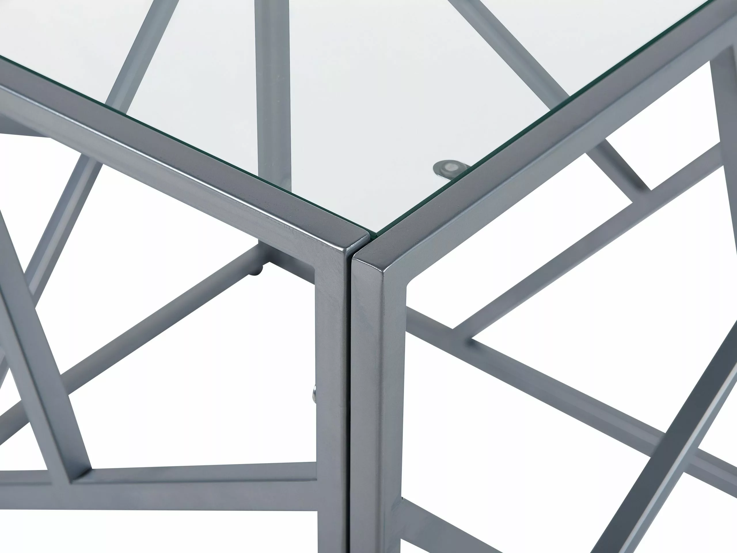 Beliani Sivupöytä Lasitasolla Metalli Hopea ORLAND - Image 4