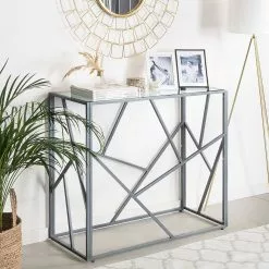 Beliani Konsolipöytä Lasitasolla Metalli Hopea ORLAND 12 Beliani Konsolipöytä Lasitasolla Metalli Hopea ORLAND -Ruokapöydät Myyntikauppa undef src sa picid 766711 type whitesh image scaled