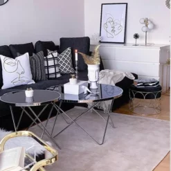 Beliani Sohvapöytä Lasitasolla Metalli Musta/kulta MERIDIAN II 11 Beliani Sohvapöytä Lasitasolla Metalli Musta/kulta MERIDIAN II -Ruokapöydät Myyntikauppa undef src sa picid 769421 type whitesh image