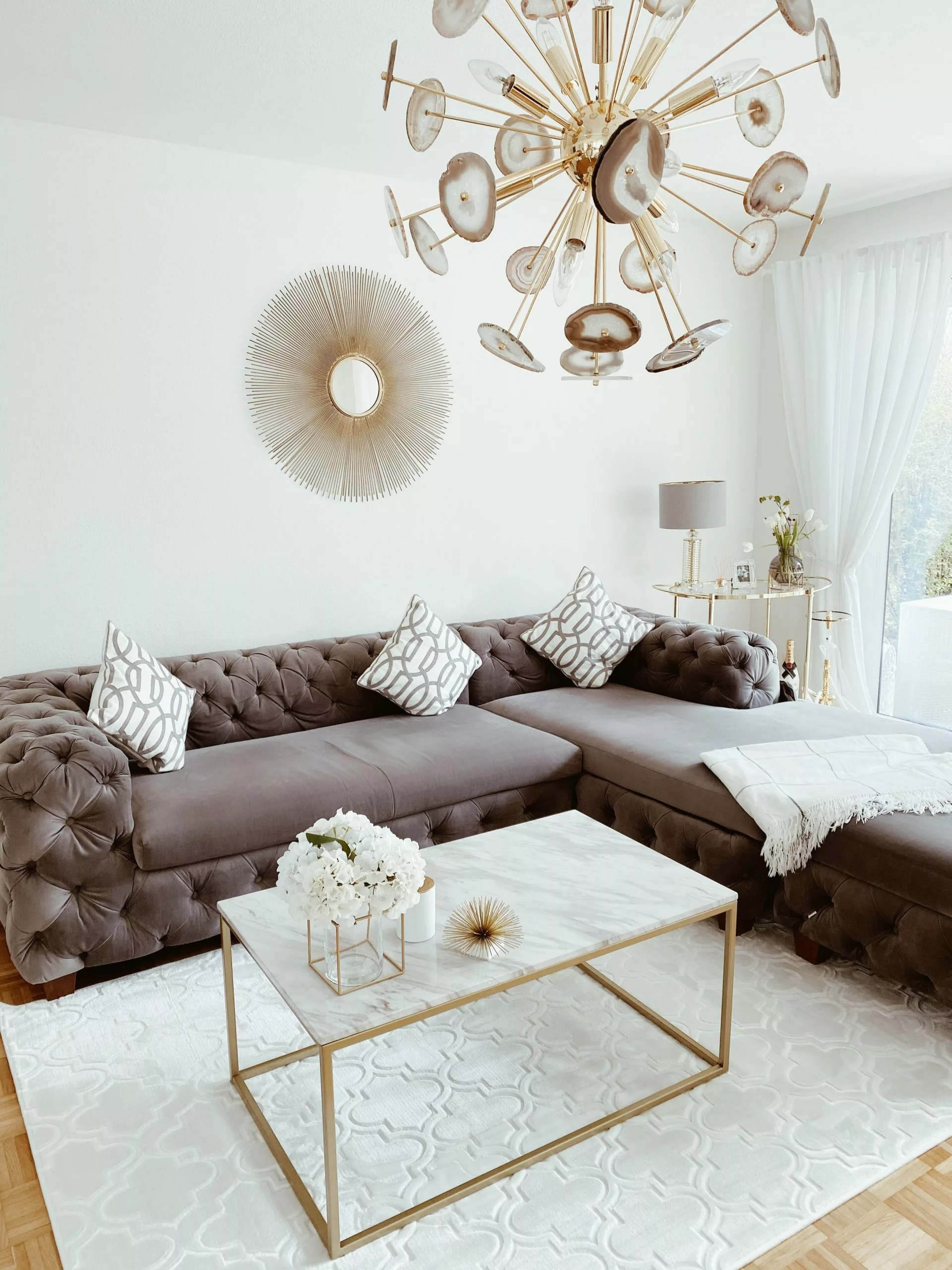 Beliani Sohvapöytä Marmorikuvio Beige/kulta DELANO 9 Beliani Sohvapöytä Marmorikuvio Beige/kulta DELANO - Image 7