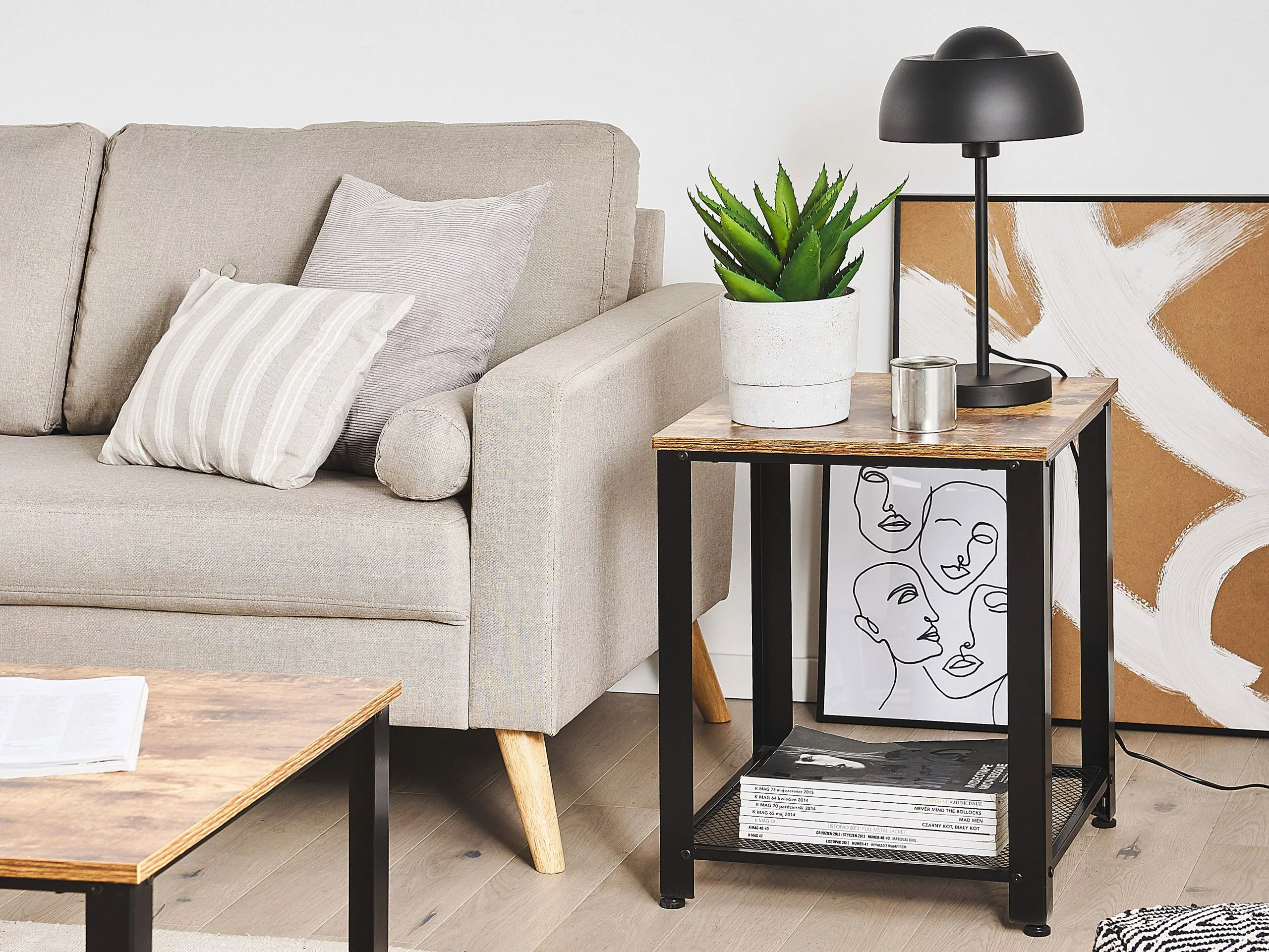 Beliani Sivupöytä Tumma Puu/musta ASTON - Image 2