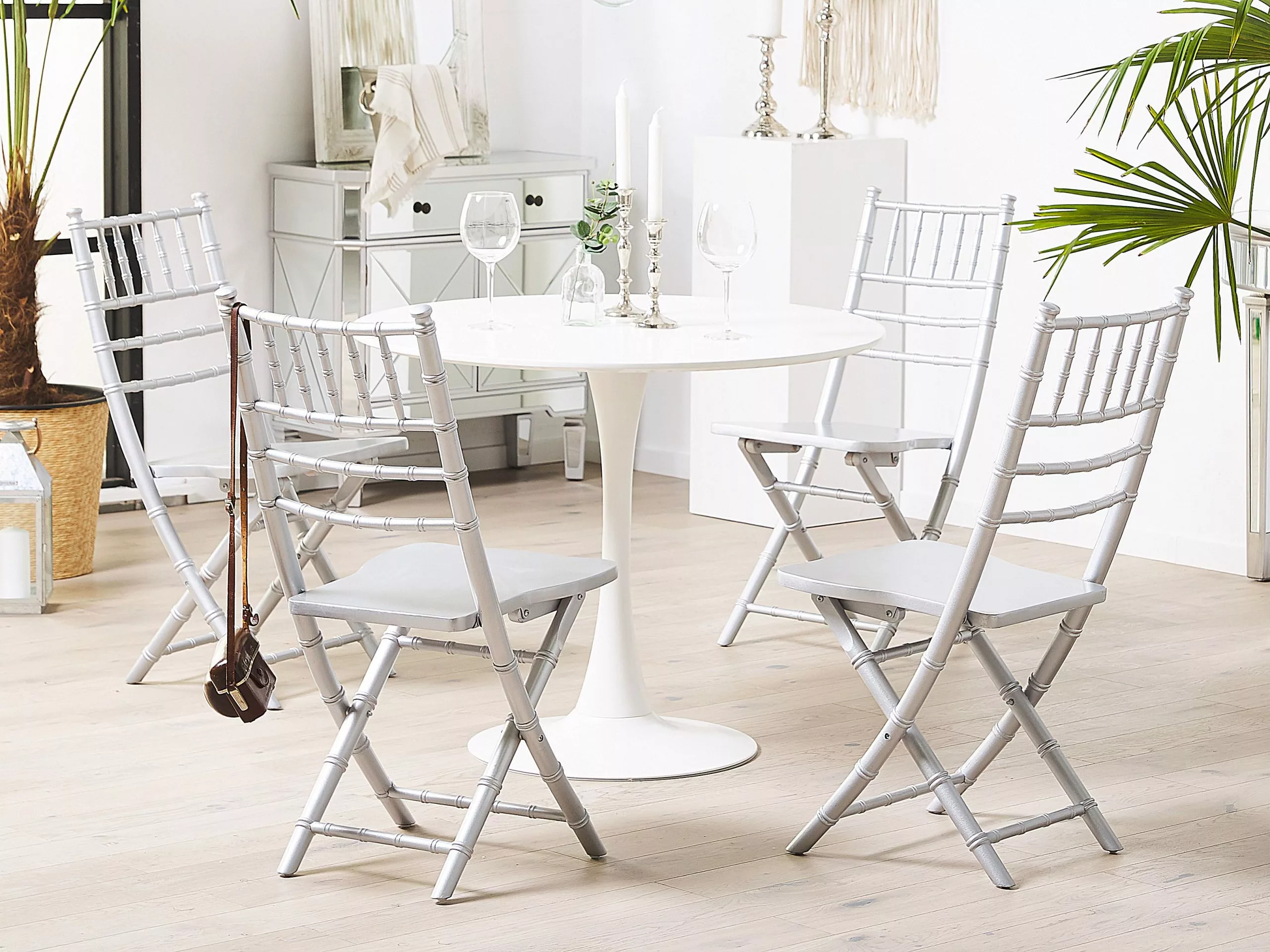 Beliani Ruokapöytä Valkoinen ⌀ 90 Cm BOCA 6 Beliani Ruokapöytä Valkoinen ⌀ 90 Cm BOCA - Image 4