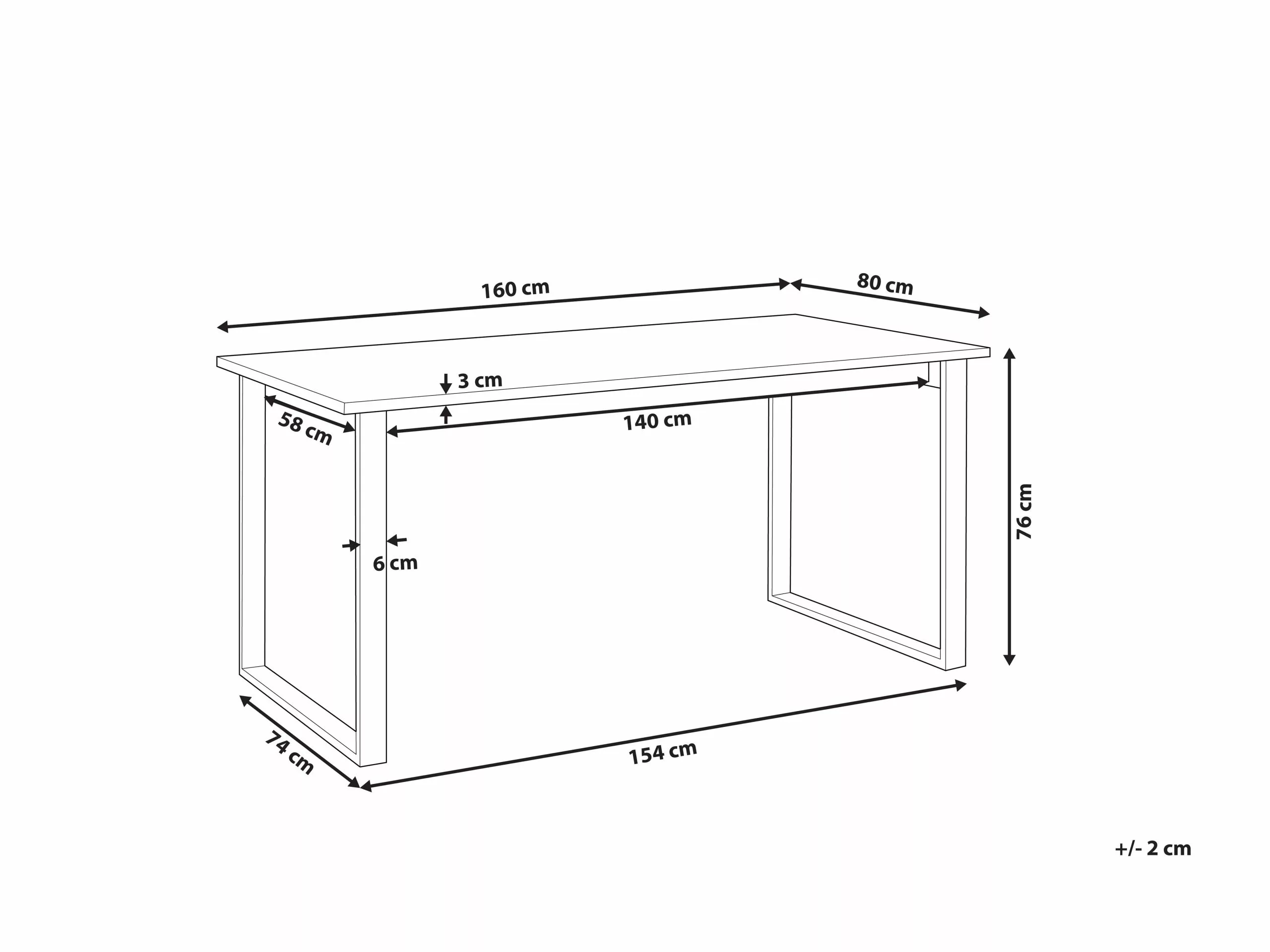 Beliani Ruokapöytä Tumma Puu/musta 160 X 80 Cm BERLIN - Image 8
