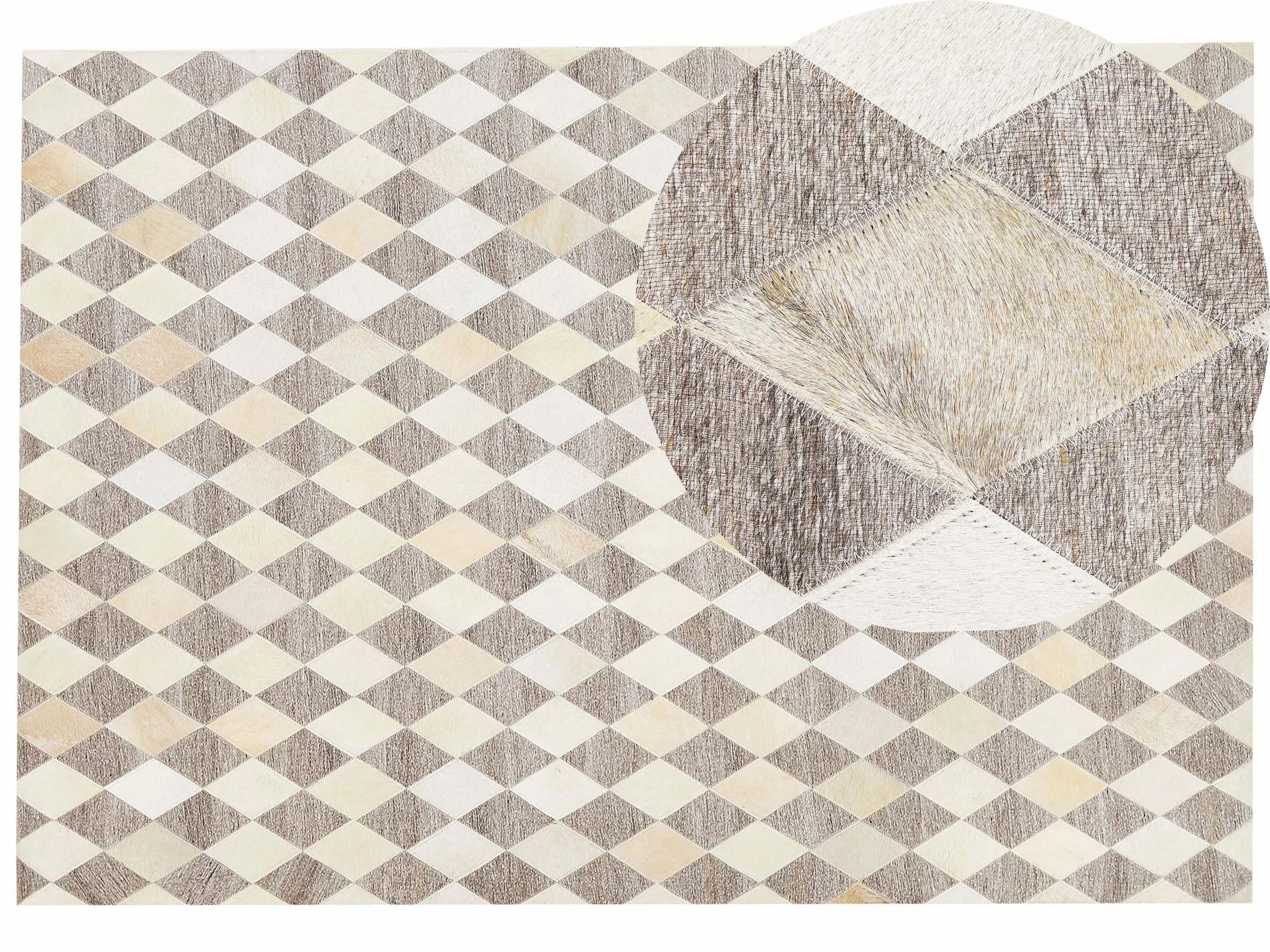 Beliani Matto Lehmännahka Ruskea/beige SESLICE Useita Kokoja 3 Beliani Matto Lehmännahka Ruskea/beige SESLICE Useita Kokoja