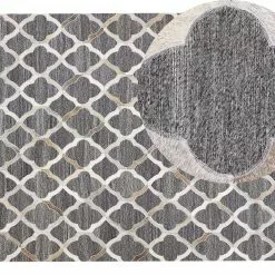 Beliani Matto Lehmännahka Harmaa/beige ROLUNAY Useita Kokoja