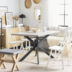 Beliani Ruokapöytä Harmaa/musta 140 X 80 Cm SPECTRA -Ruokapöydät Myyntikauppa undef src sa picid 782314 type color image scaled