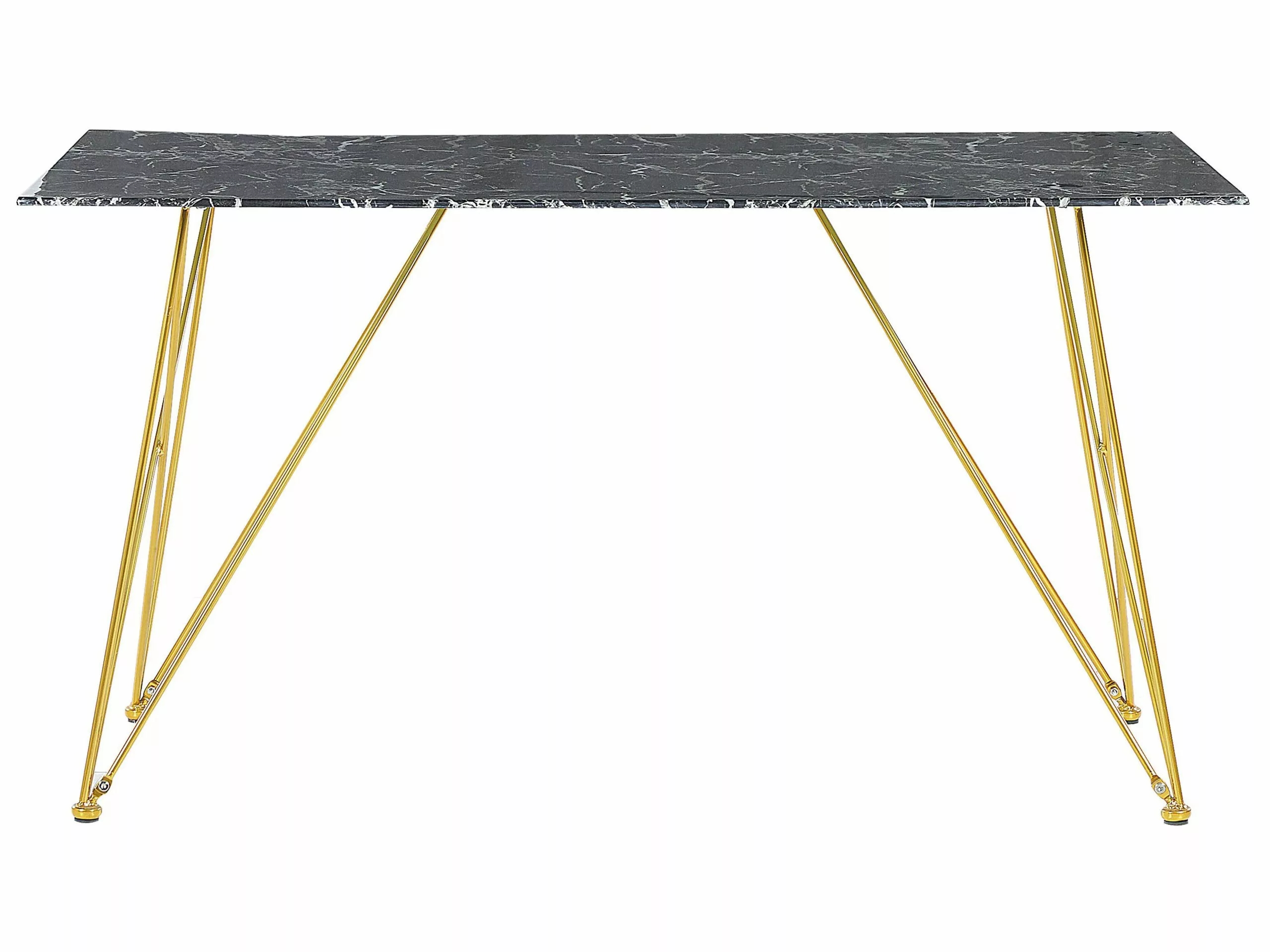 Beliani Ruokapöytä Marmorikuvio Musta/kulta 140 X 80 Cm KENTON 8 Beliani Ruokapöytä Marmorikuvio Musta/kulta 140 X 80 Cm KENTON - Image 6