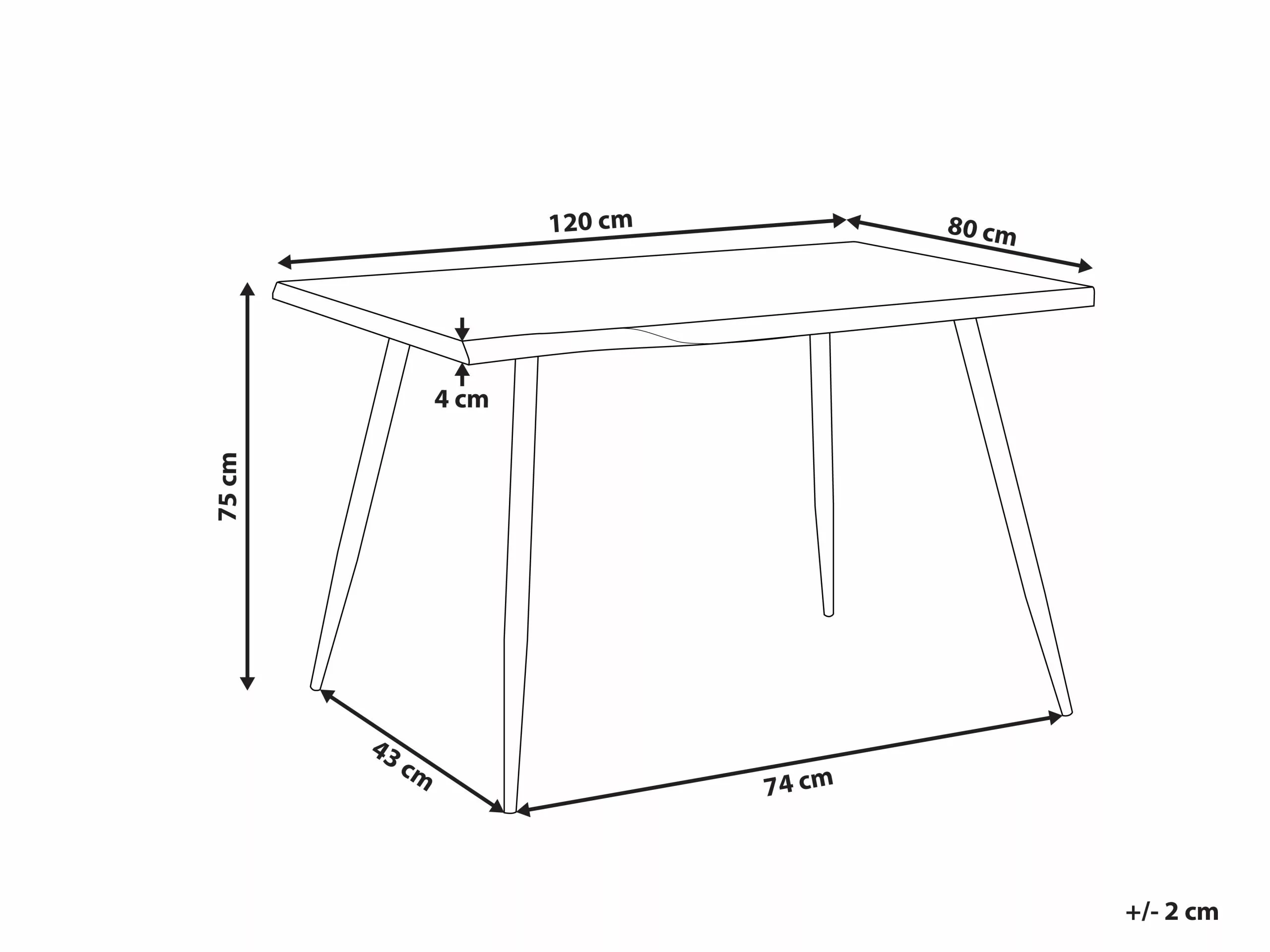 Beliani Ruokapöytä Vaalea Puu/musta 120 X 80 Cm LUTON - Image 7