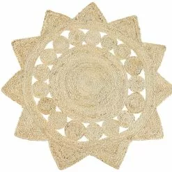 Beliani Matto Juutti Beige ø 120 Cm ARABAN