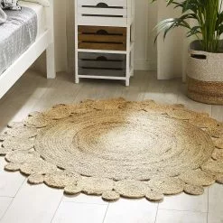 Beliani Matto Juutti Beige ø 120 Cm GOLGEN -Ruokapöydät Myyntikauppa undef src sa picid 790985 type color image scaled