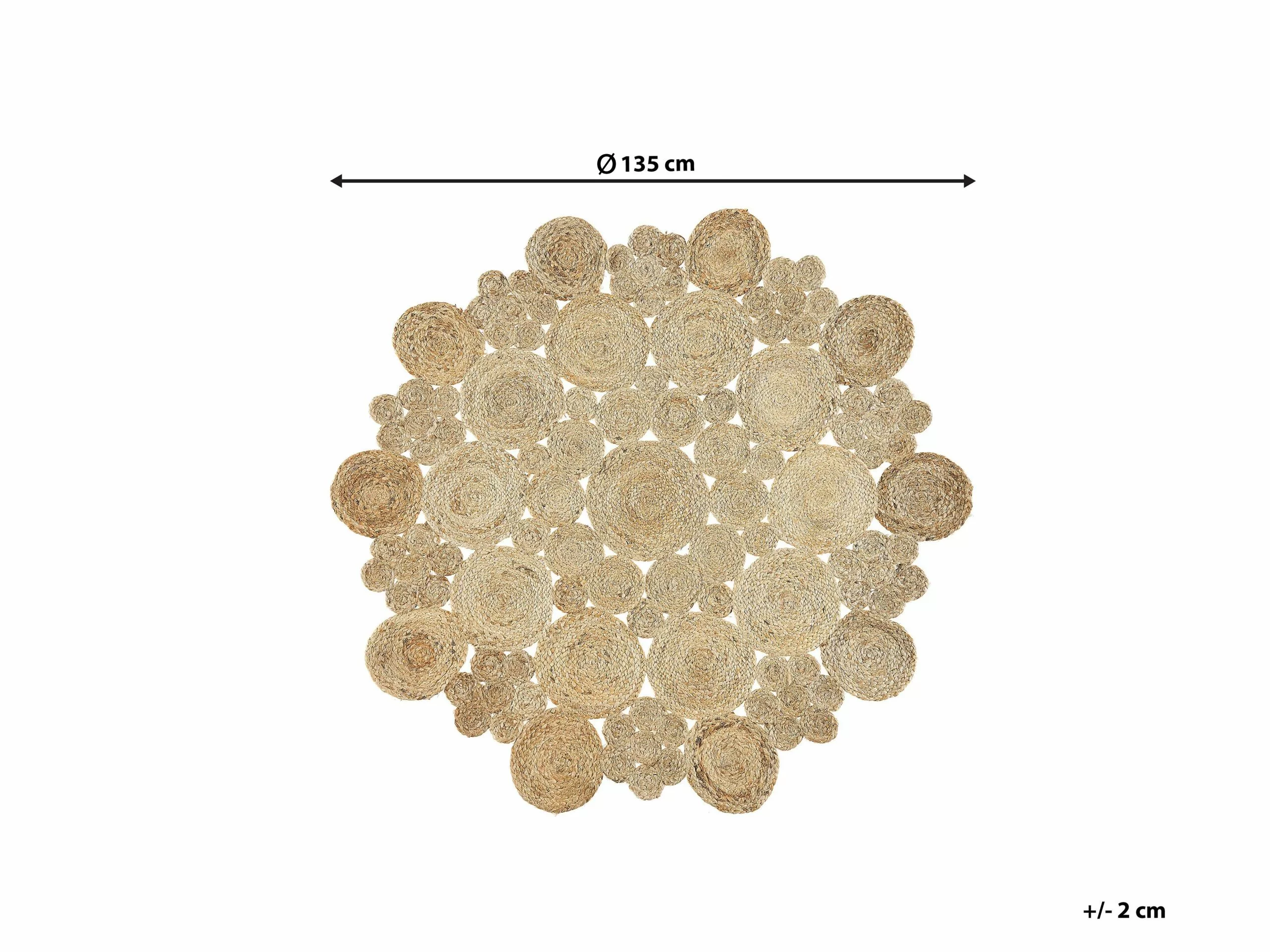 Beliani Matto Juutti Beige ø 135 Cm GERDEK 9 Beliani Matto Juutti Beige ø 135 Cm GERDEK - Image 7