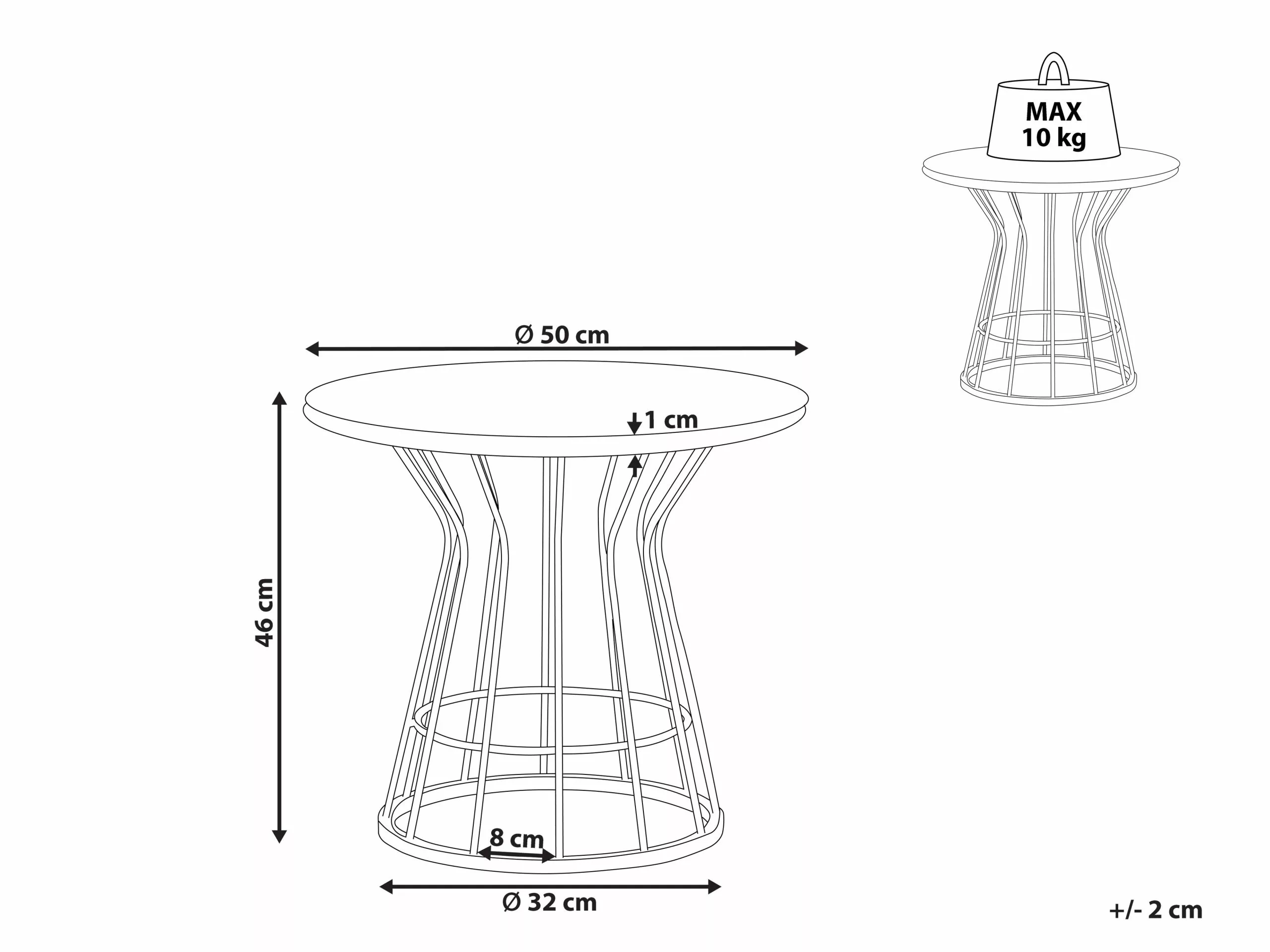 Beliani Sohvapöytä Marmorikuvio Valkoinen/kulta CONCAN - Image 9