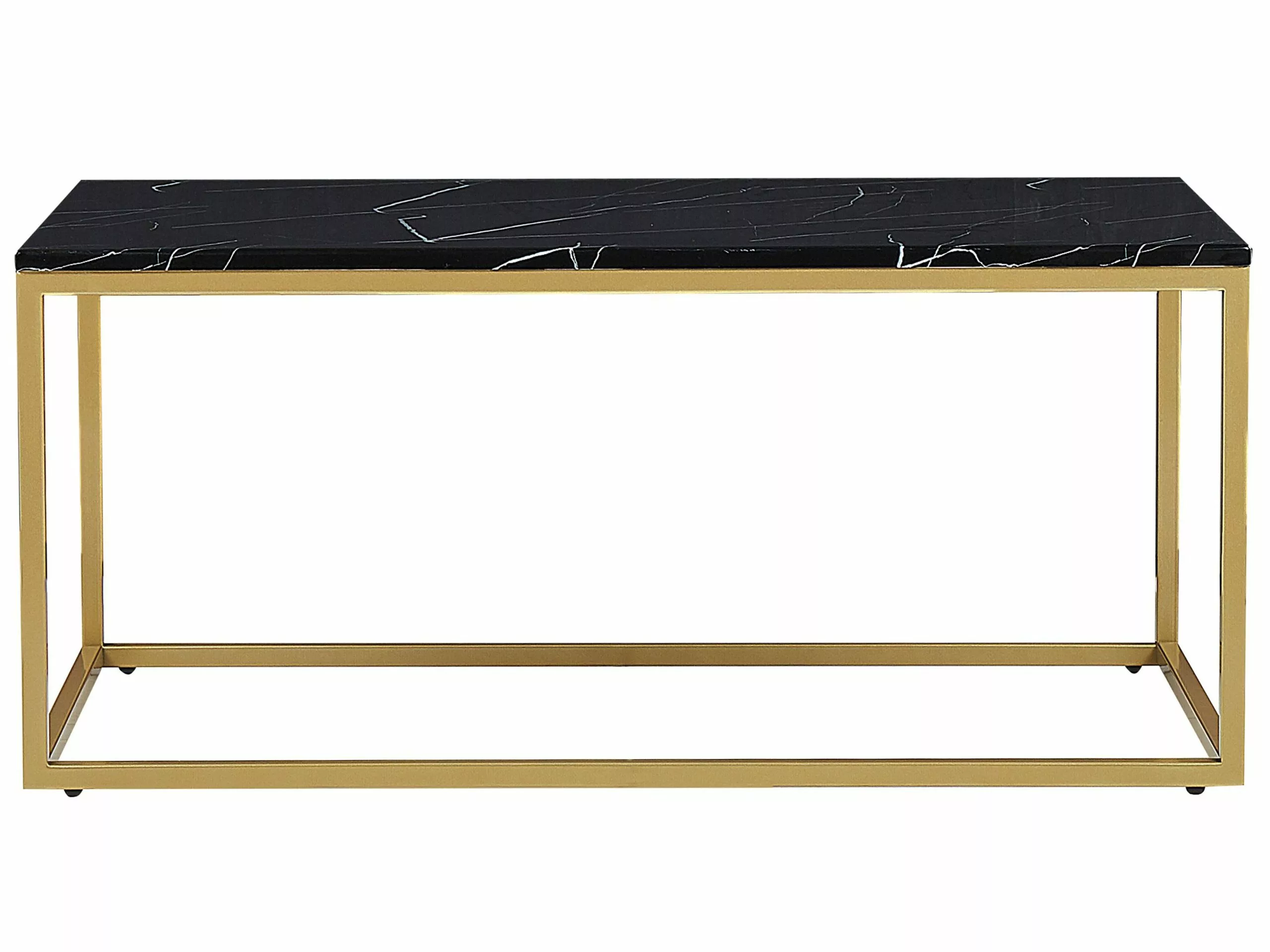 Beliani Sohvapöytä Marmorikuvio Musta/kulta DELANO 5 Beliani Sohvapöytä Marmorikuvio Musta/kulta DELANO - Image 3