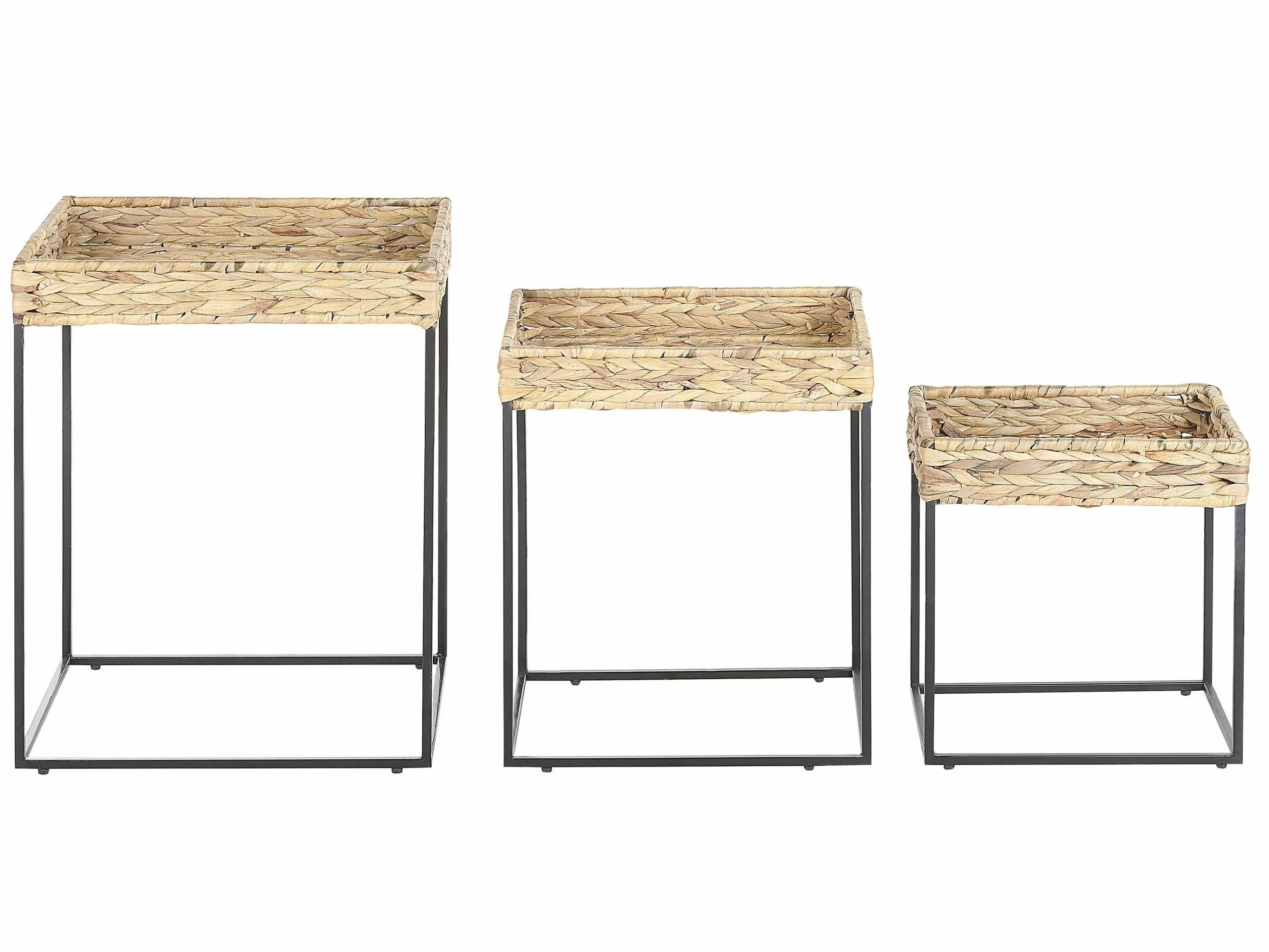 Beliani Sivupöytäsetti Vesihyasintti Luonnonväri/musta 3 Kpl HAWI - Image 5