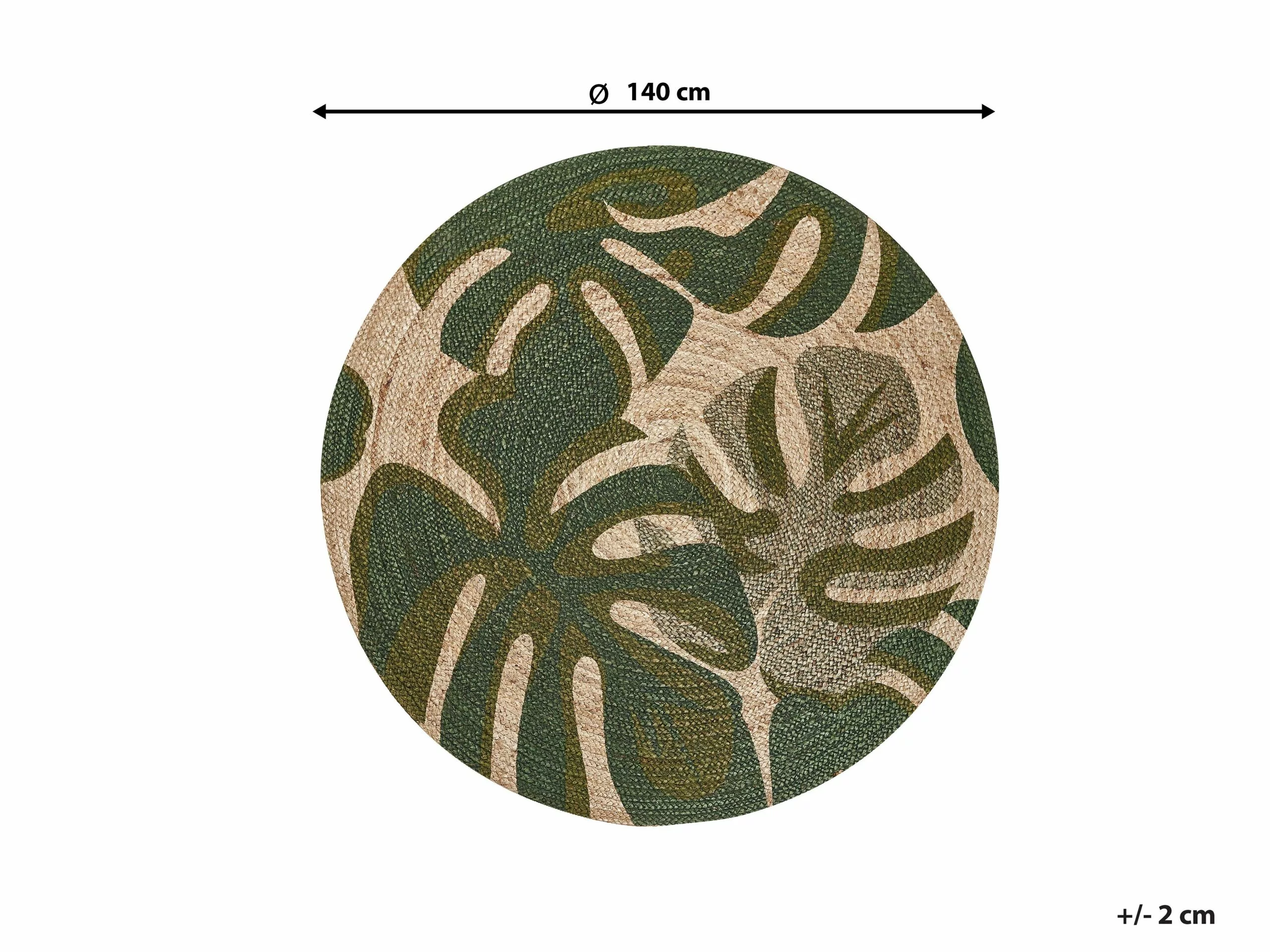 Beliani Matto Juutti Beige/vihreä ⌀ 140 Cm BAYAT 9 Beliani Matto Juutti Beige/vihreä ⌀ 140 Cm BAYAT - Image 7