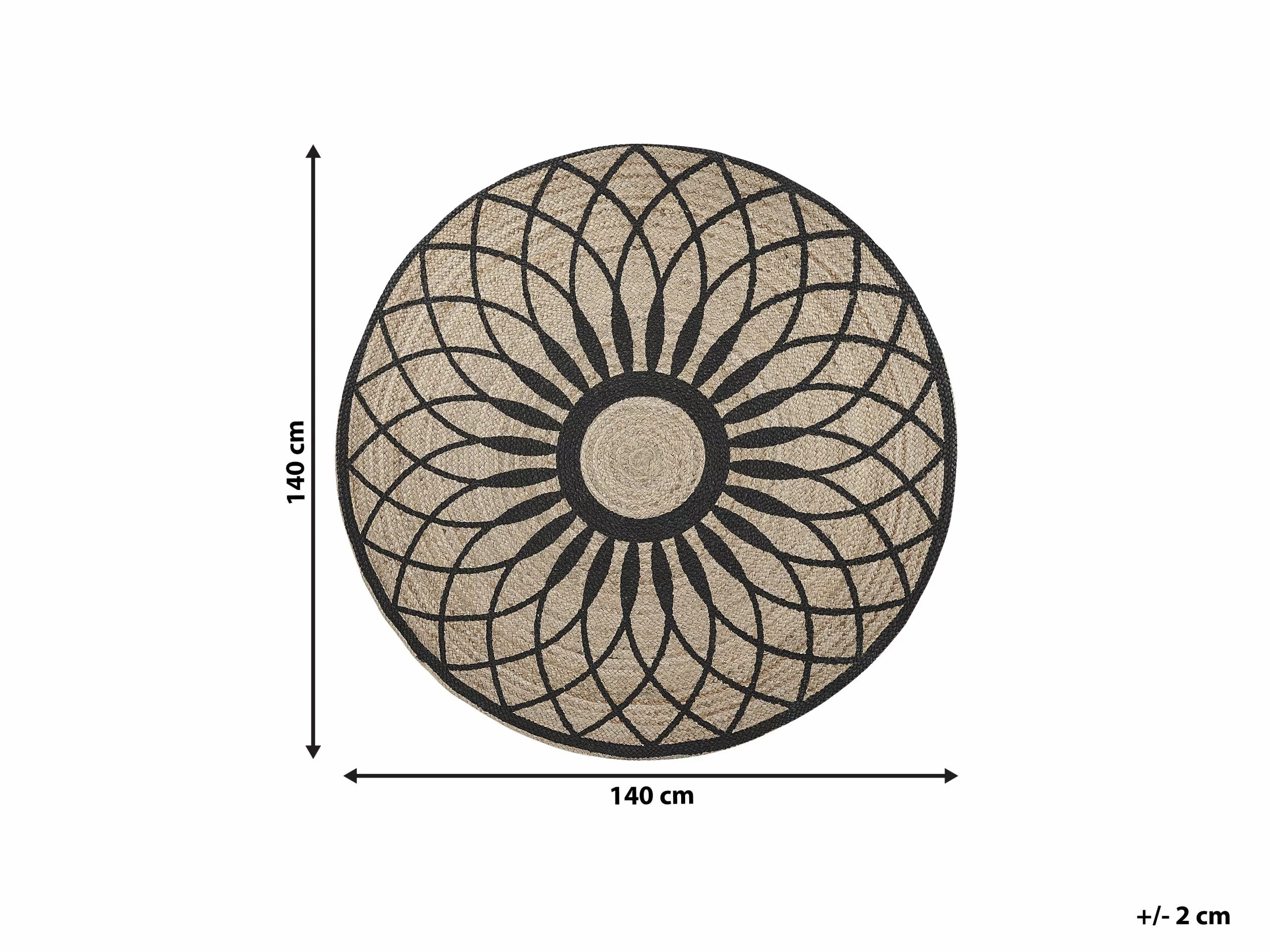 Beliani Matto Juutti Beige/musta ⌀ 140 Cm KULLAR 7 Beliani Matto Juutti Beige/musta ⌀ 140 Cm KULLAR - Image 6