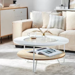 Beliani Sohvapöytä Valkoinen/vaalea Puu CHICO -Ruokapöydät Myyntikauppa undef src sa picid 795662 type color image