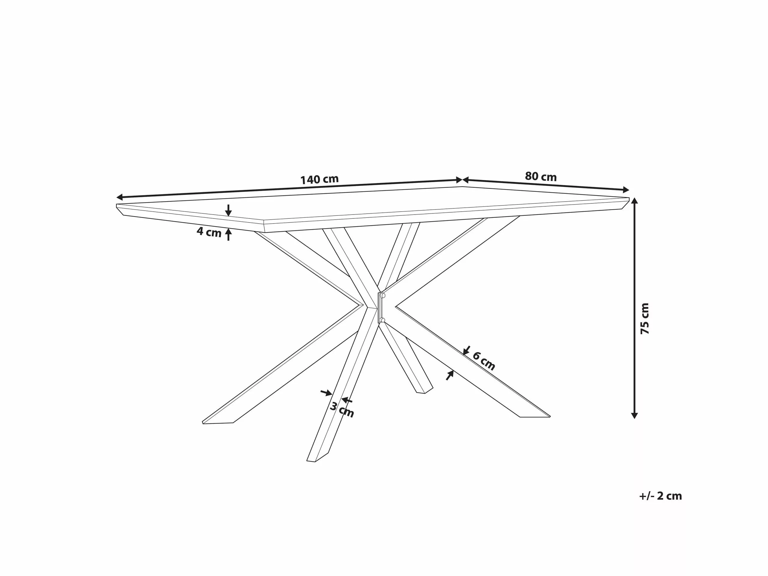 Beliani Ruokapöytä Harmaa/musta 140 X 80 Cm SPECTRA - Image 9