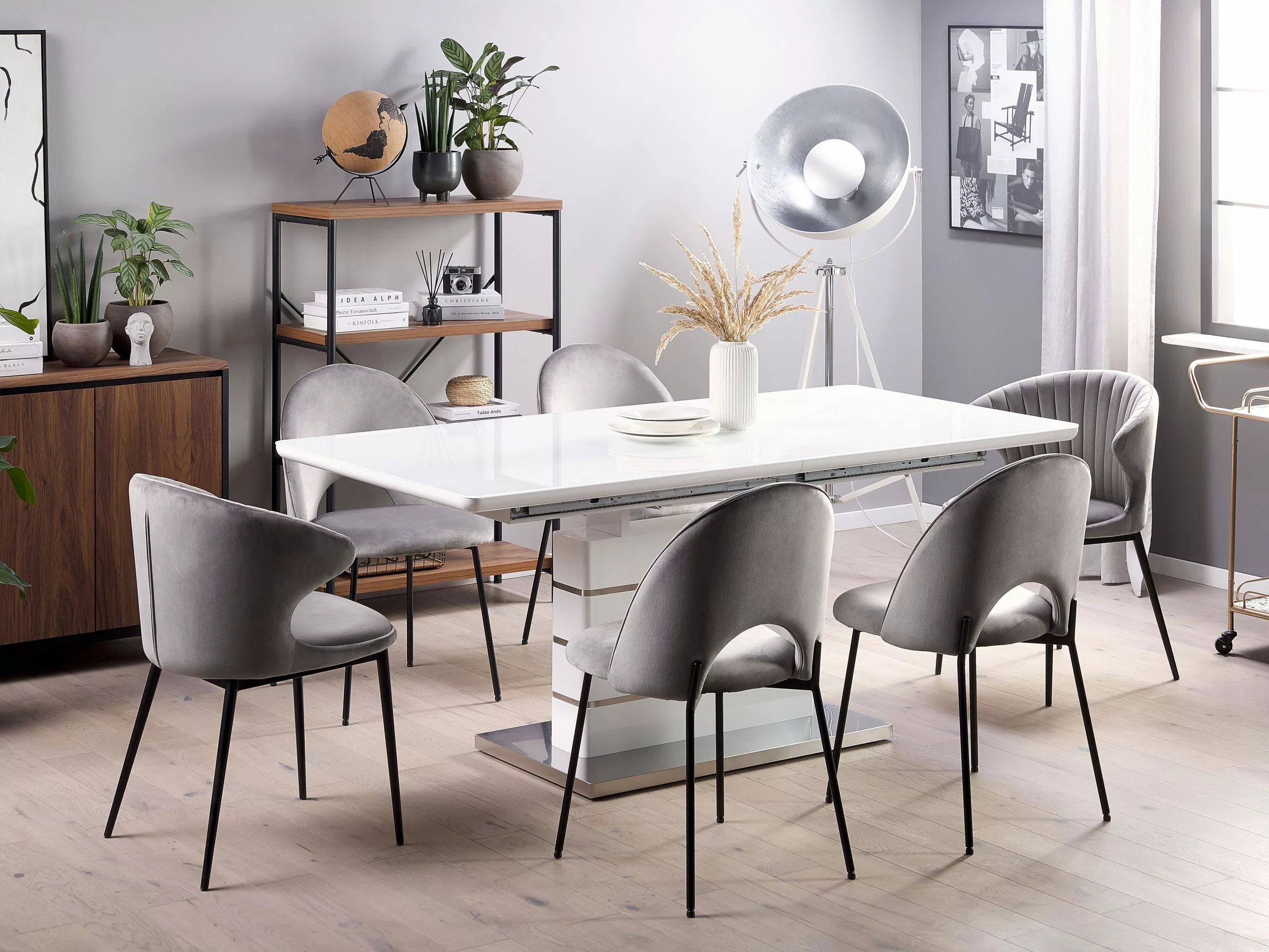 Beliani Ruokapöytä Jatkettava Valkoinen 180/220 X 90 Cm HAMLER - Image 3