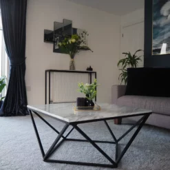 Beliani Sohvapöytä Marmorikuvio Beige/musta MALIBU -Ruokapöydät Myyntikauppa undef src sa picid 802206 type whitesh image