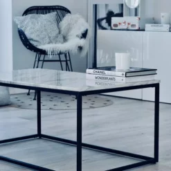 Beliani Sohvapöytä Marmorikuvio Beige/musta DELANO -Ruokapöydät Myyntikauppa undef src sa picid 802739 type whitesh image