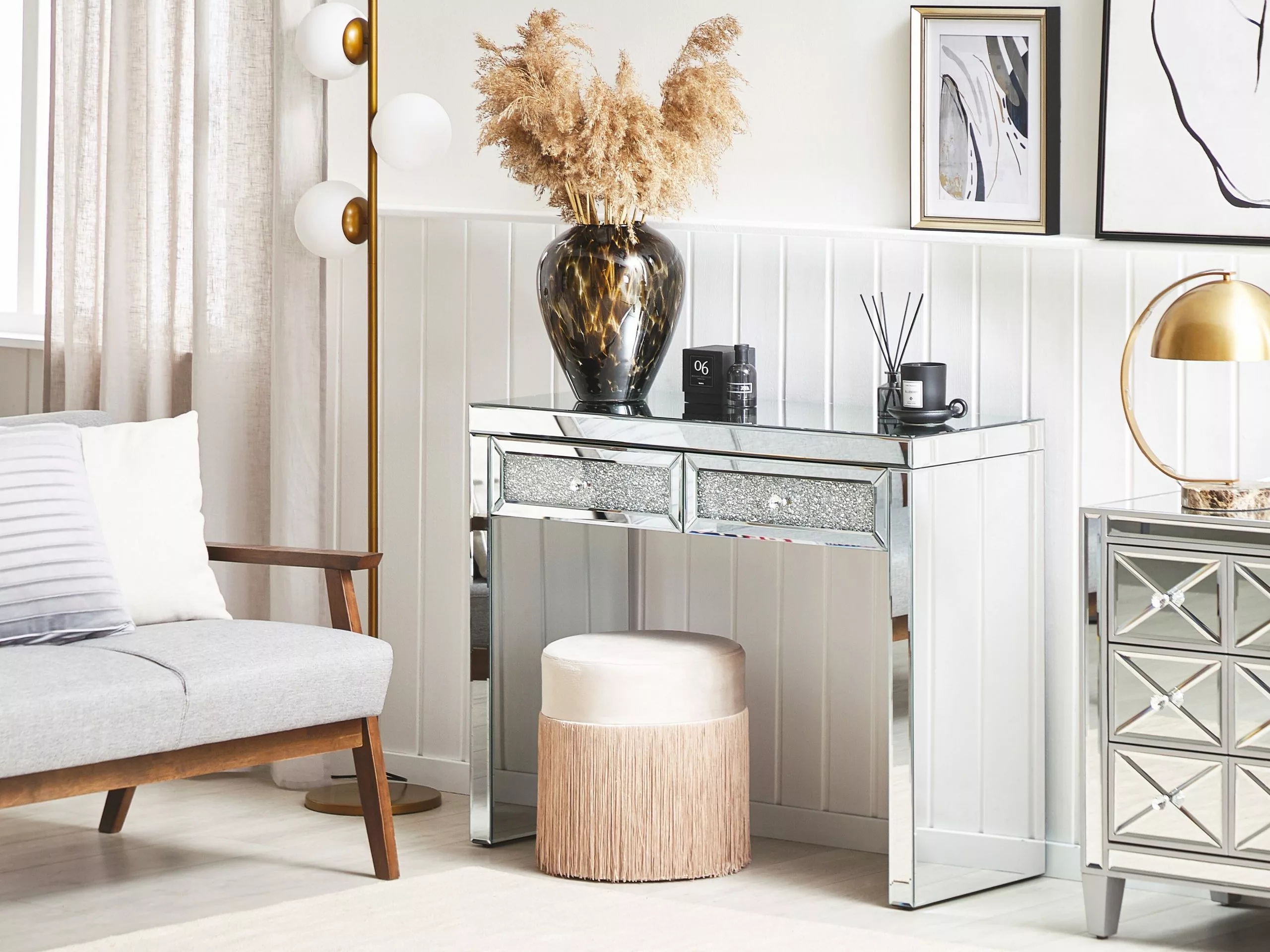 Beliani Konsolipöytä Peililasi 2 Laatikkoa Hopea TILLY 4 Beliani Konsolipöytä Peililasi 2 Laatikkoa Hopea TILLY - Image 2