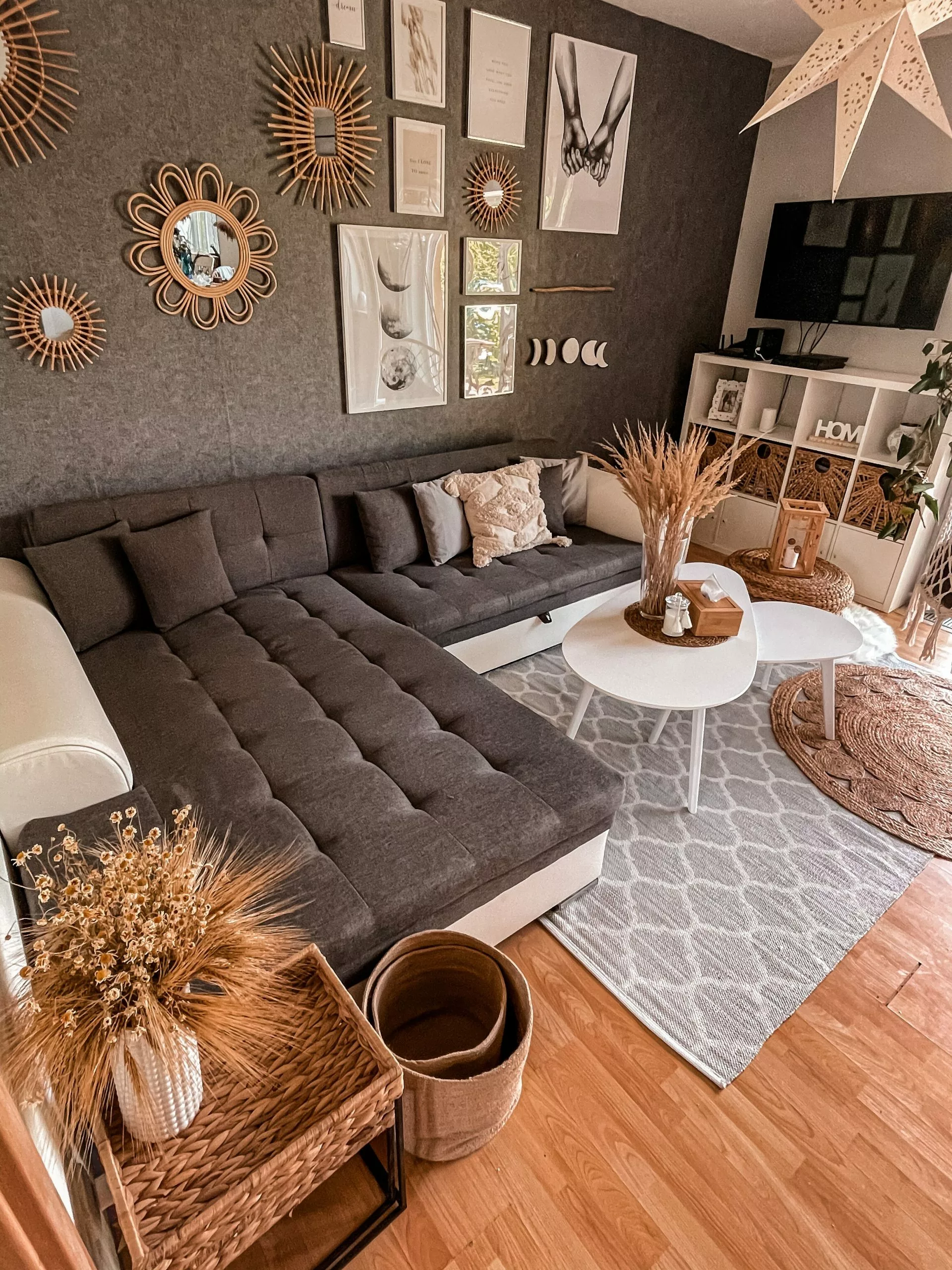 Beliani Sivupöytäsetti Vesihyasintti Luonnonväri/musta 3 Kpl HAWI - Image 3