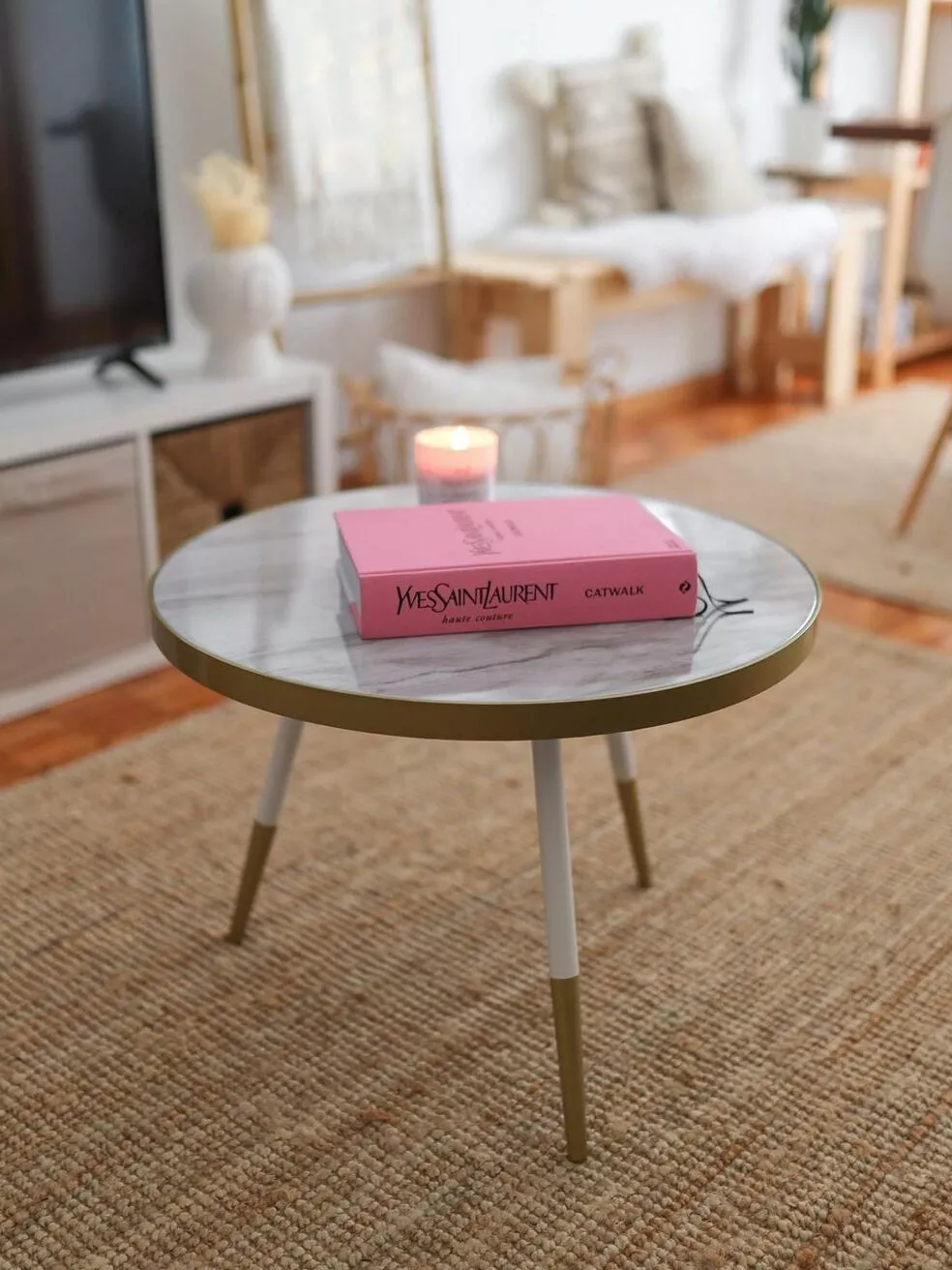 Beliani Sohvapöytä Marmorikuvio Valkoinen/kulta RAMONA 5 Beliani Sohvapöytä Marmorikuvio Valkoinen/kulta RAMONA - Image 3