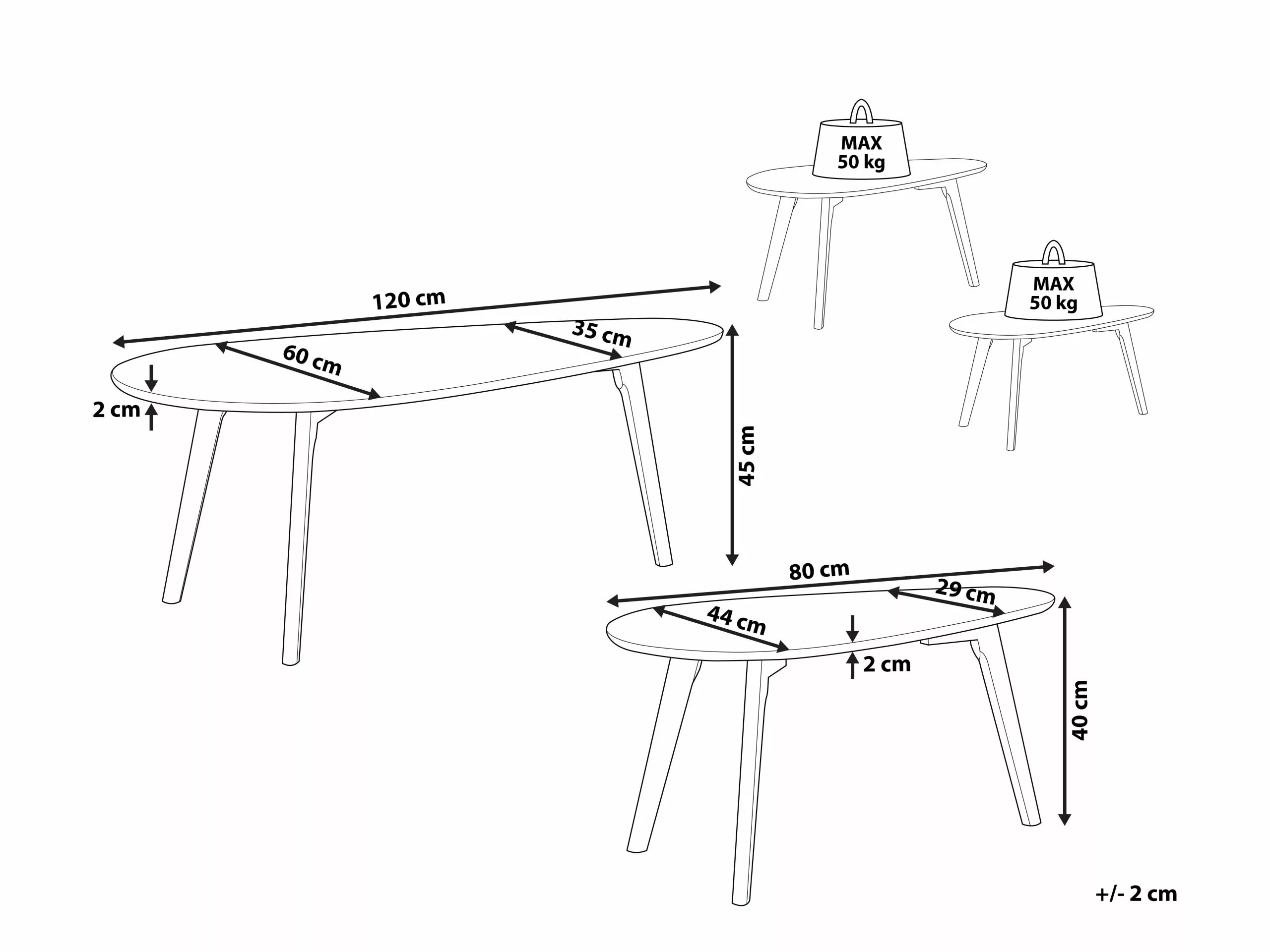 Beliani Sohvapöytäsetti Harmaa/vaalea Puu 2 Kpl FLY III 12 Beliani Sohvapöytäsetti Harmaa/vaalea Puu 2 Kpl FLY III - Image 10