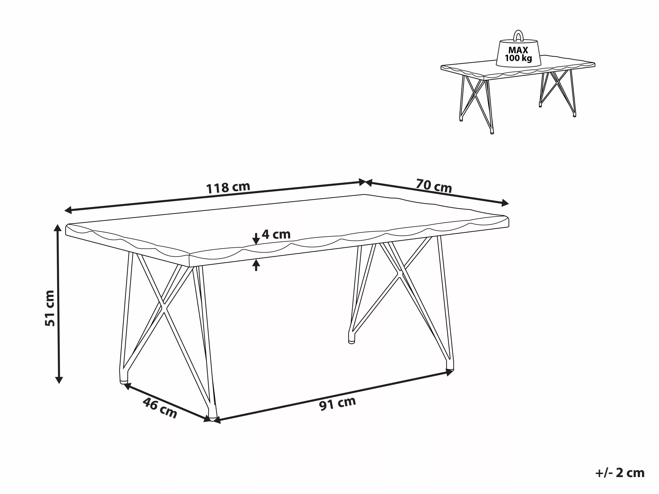 Beliani Sohvapöytä Akasiapuu Vaalea Puu/kulta RALEY - Image 8