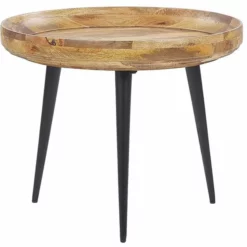 Beliani Sohvapöytä Mangopuu Vaalea Puu/musta EDNA