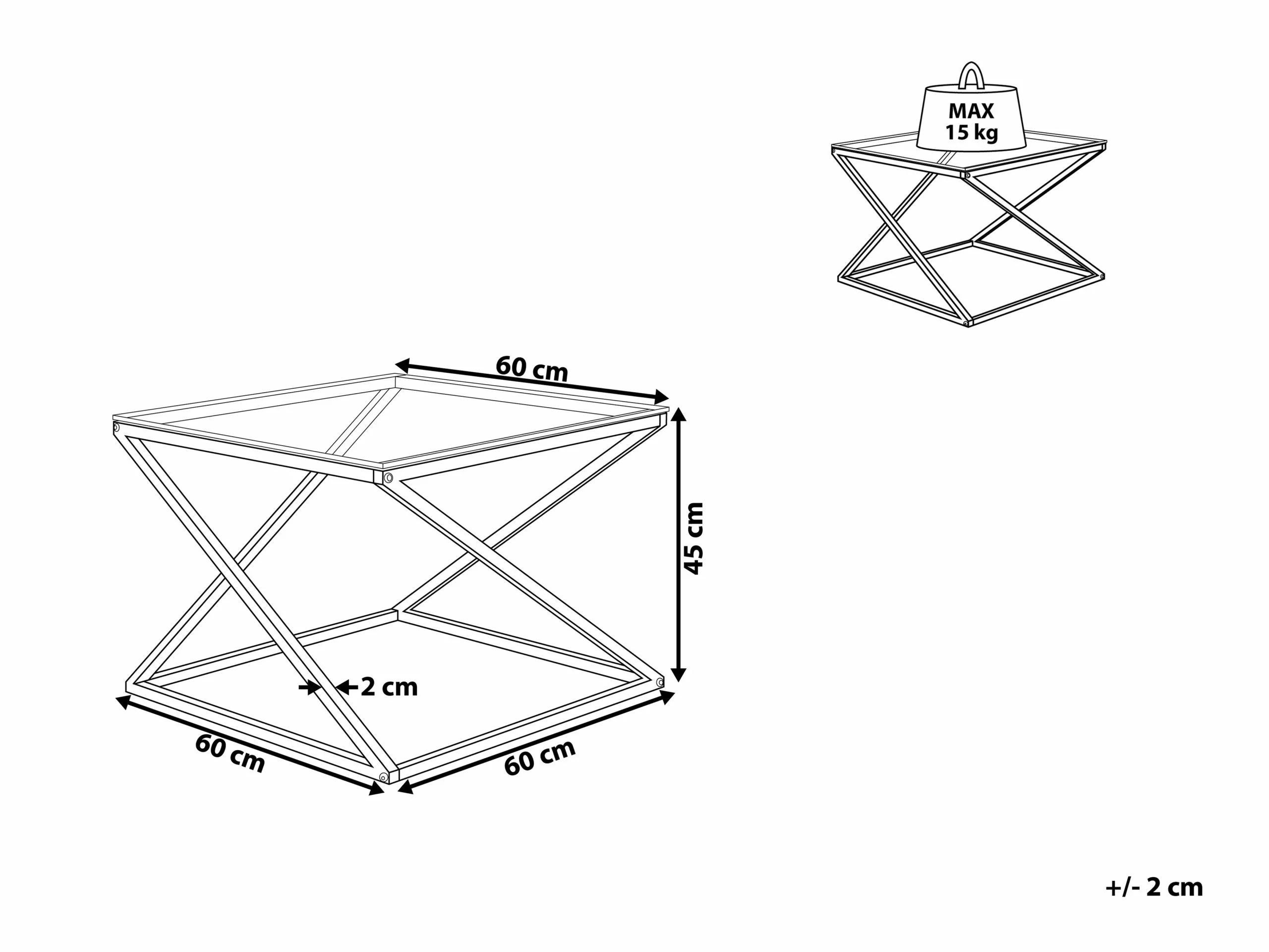 Beliani Sohvapöytä Lasitasolla Rosteri Hopea BEVERLY - Image 7