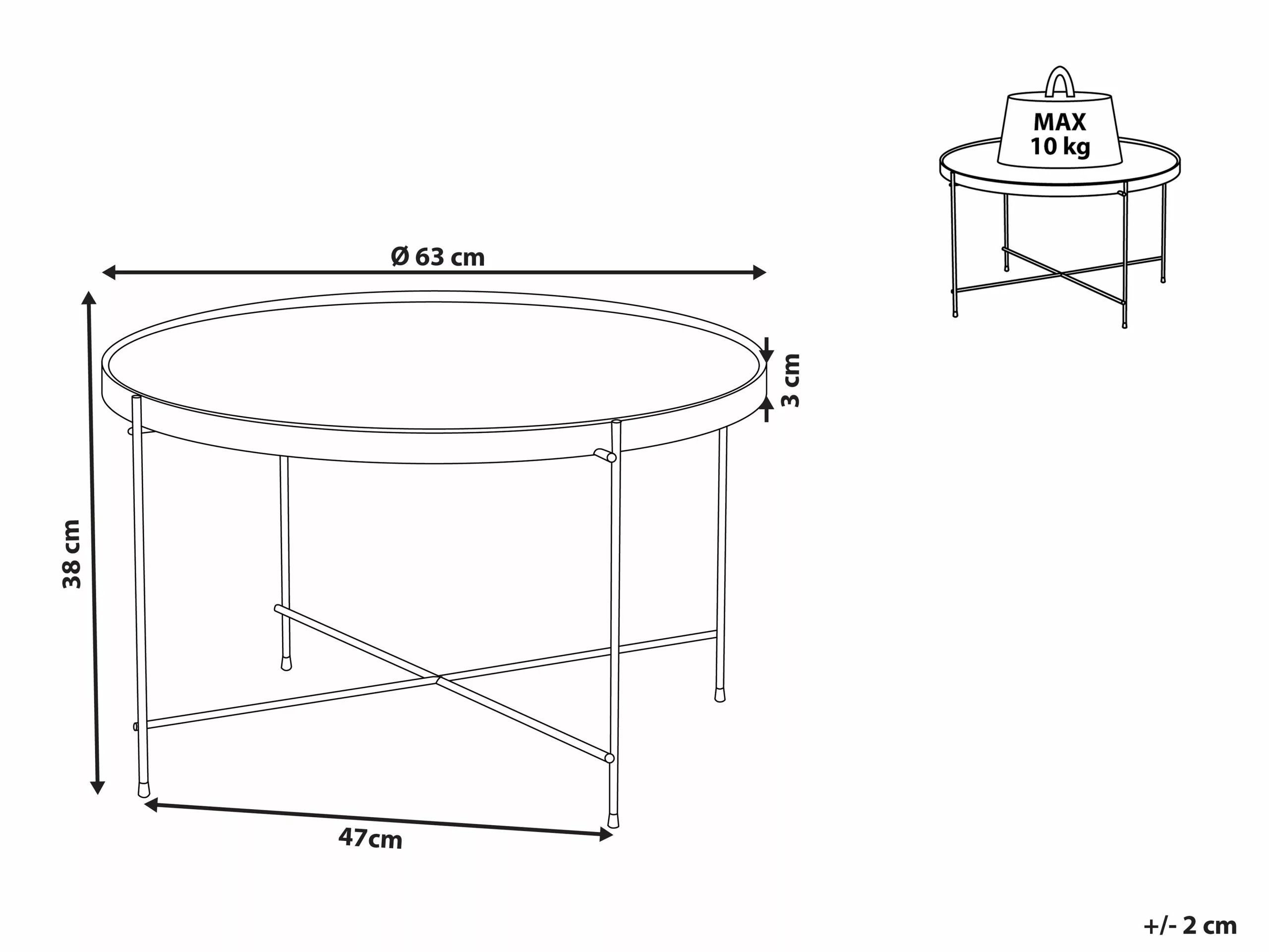 Beliani Sohvapöytä Peililasitasolla Rauta Kulta LUCEA 9 Beliani Sohvapöytä Peililasitasolla Rauta Kulta LUCEA - Image 7