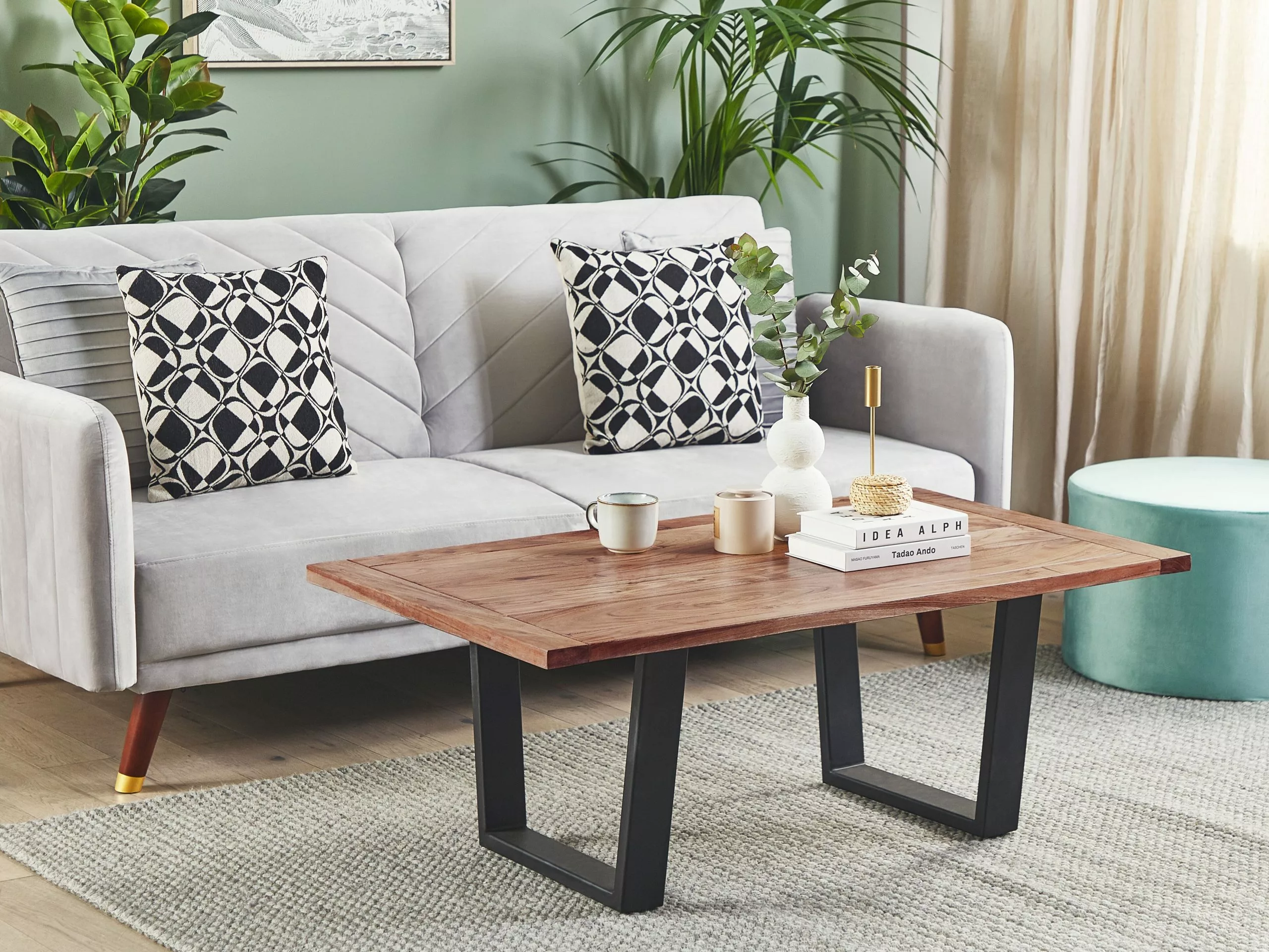 Beliani Sohvapöytä Akaasiapuu Vaalea Puu/musta GRENOLA 4 Beliani Sohvapöytä Akaasiapuu Vaalea Puu/musta GRENOLA - Image 2