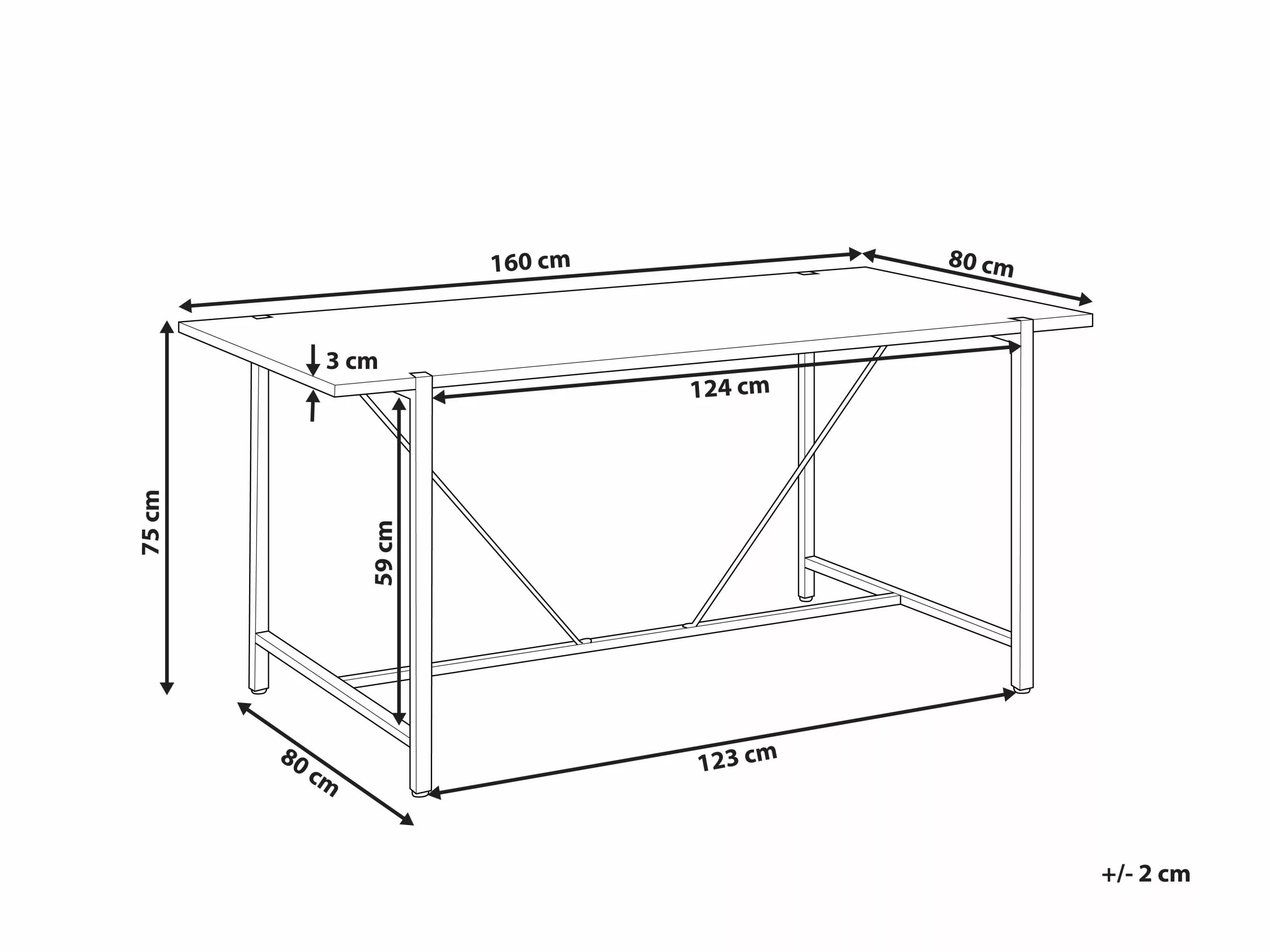 Beliani Ruokapöytä Tumma Puu/musta 160 X 80 Cm SARITAS - Image 7