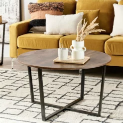 Beliani Sohvapöytä Tumma Puu/musta ORICK 9 Beliani Sohvapöytä Tumma Puu/musta ORICK -Ruokapöydät Myyntikauppa undef src sa picid 821100 type color image scaled