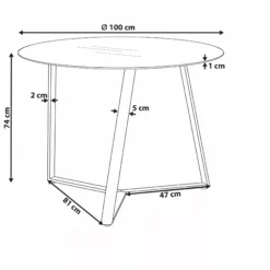 Beliani Ruokapöytä Lasitasolla Rauta Musta ⌀ 100 Cm KEBRI -Ruokapöydät Myyntikauppa undef src sa picid 821718 type whitesh image scaled