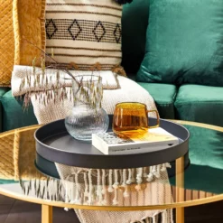 Beliani Sohvapöytä Lasitasolla Kulta/tumma Puu LIBBY -Ruokapöydät Myyntikauppa undef src sa picid 824235 type whitesh image scaled