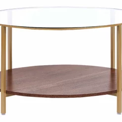 Beliani Sohvapöytä Lasitasolla Kulta/tumma Puu LIBBY -Ruokapöydät Myyntikauppa undef src sa picid 824314 type whitesh image scaled