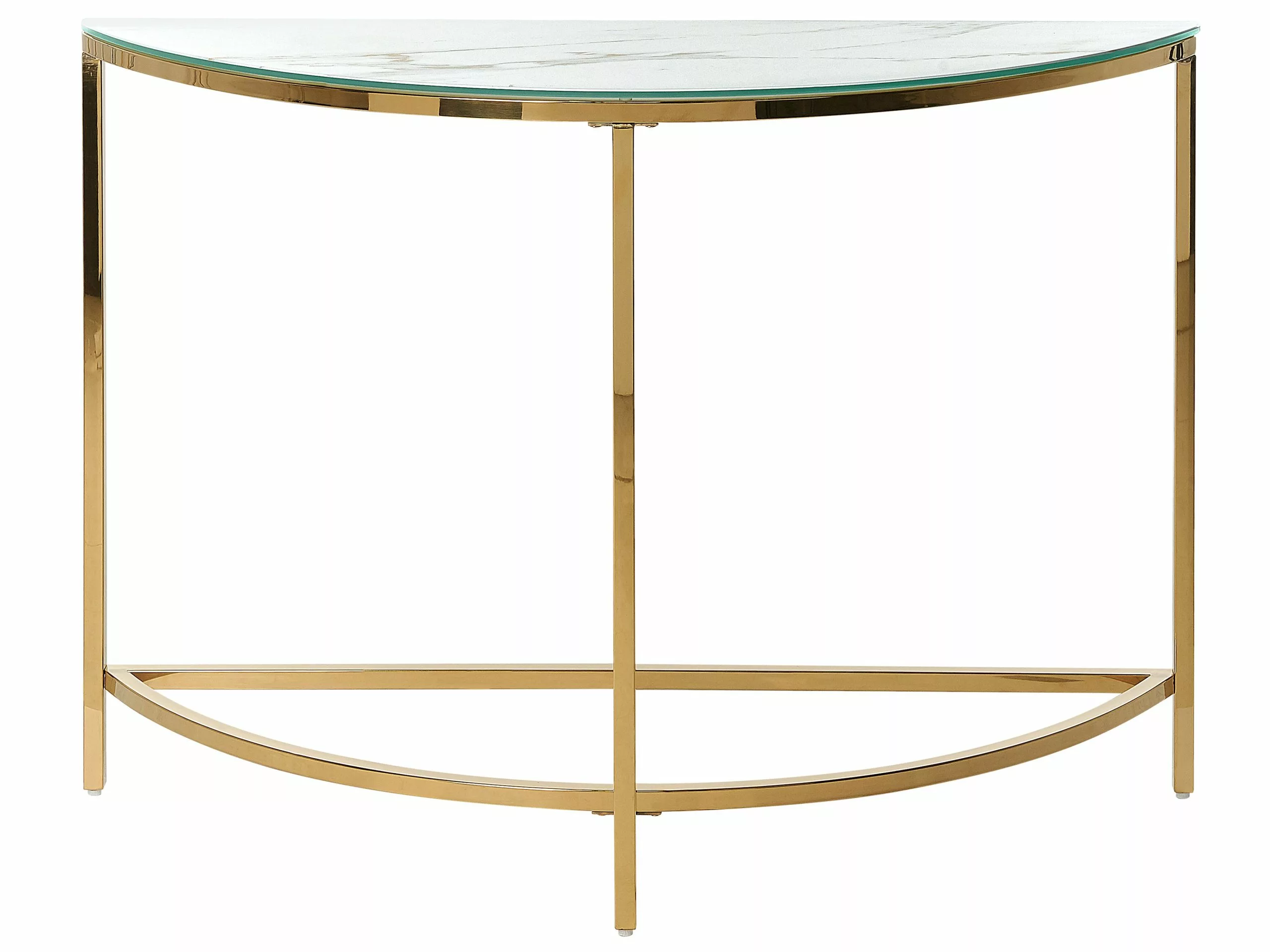 Beliani Konsolipöytä Marmorikuvio Valkoinen/kulta ORITA 5 Beliani Konsolipöytä Marmorikuvio Valkoinen/kulta ORITA - Image 3