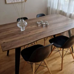 Beliani Ruokapöytä Tumma Puu/musta 160 X 90 Cm WITNEY -Ruokapöydät Myyntikauppa undef src sa picid 828732 type whitesh image scaled