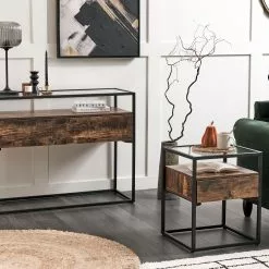 Beliani Konsolipöytä Lasitasolla 2 Laatikkoa Tumma Puu/musta MAUK 14 Beliani Konsolipöytä Lasitasolla 2 Laatikkoa Tumma Puu/musta MAUK -Ruokapöydät Myyntikauppa undef src sa picid 829049 type whitesh image scaled