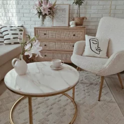 Beliani Sohvapöytä Marmorikuvio Beige/kulta CORAL -Ruokapöydät Myyntikauppa undef src sa picid 831953 type whitesh image