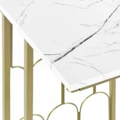 Beliani Sivupöytä Marmorikuvio Valkoinen/kulta PANDALE -Ruokapöydät Myyntikauppa undef src sa picid 832852 type whitesh image scaled