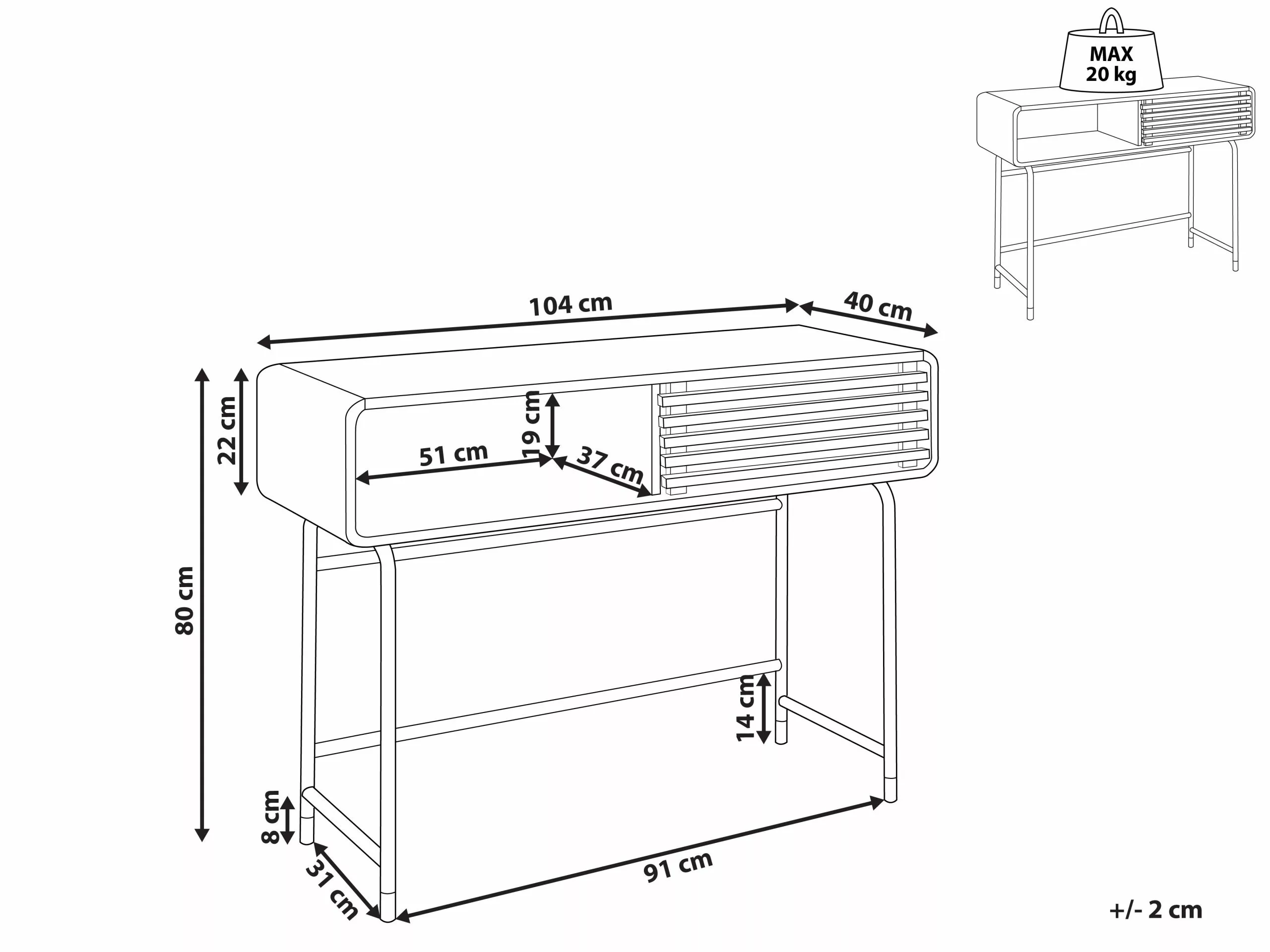 Beliani Konsolipöytä Valkoinen/tumma Puu RIFLE 12 Beliani Konsolipöytä Valkoinen/tumma Puu RIFLE - Image 10