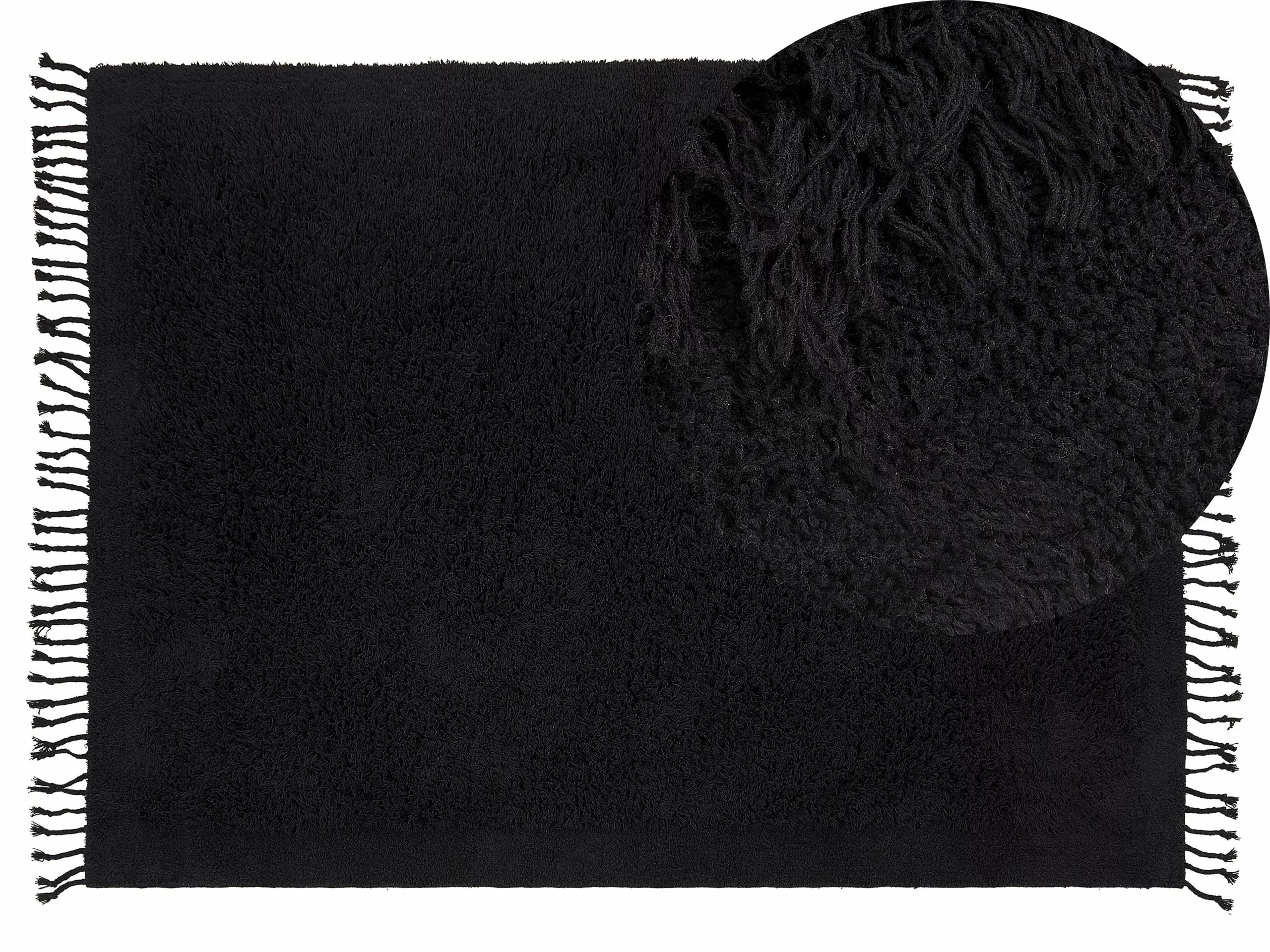 Beliani Matto Puuvilla Musta BITLIS Useita Kokoja