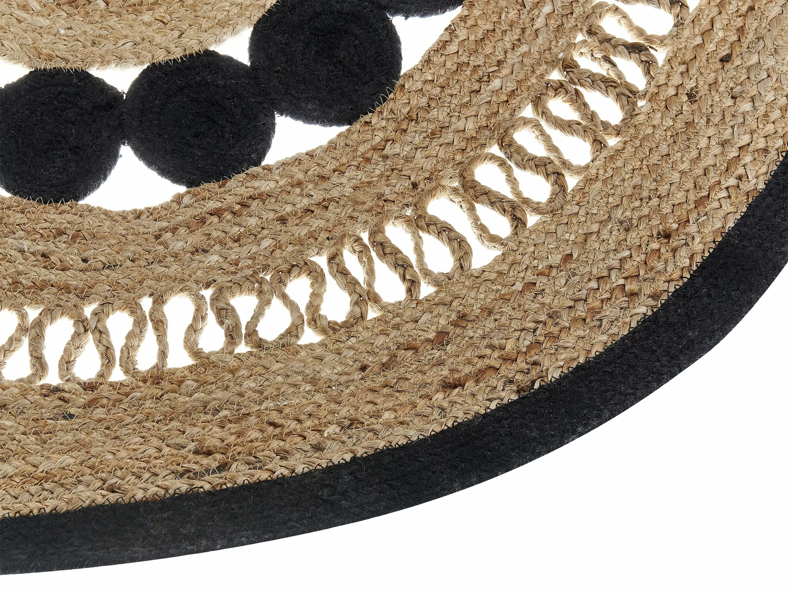 Beliani Pyöreä Matto Juutti Beige/musta ⌀ 120 Cm YOZGAT 5 Beliani Pyöreä Matto Juutti Beige/musta ⌀ 120 Cm YOZGAT - Image 3