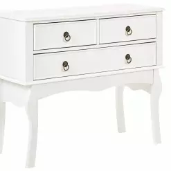 Beliani Konsolipöytä 3 Laatikkoa Valkoinen LAMAR -Ruokapöydät Myyntikauppa undef src sa picid 840566 type whitesh image