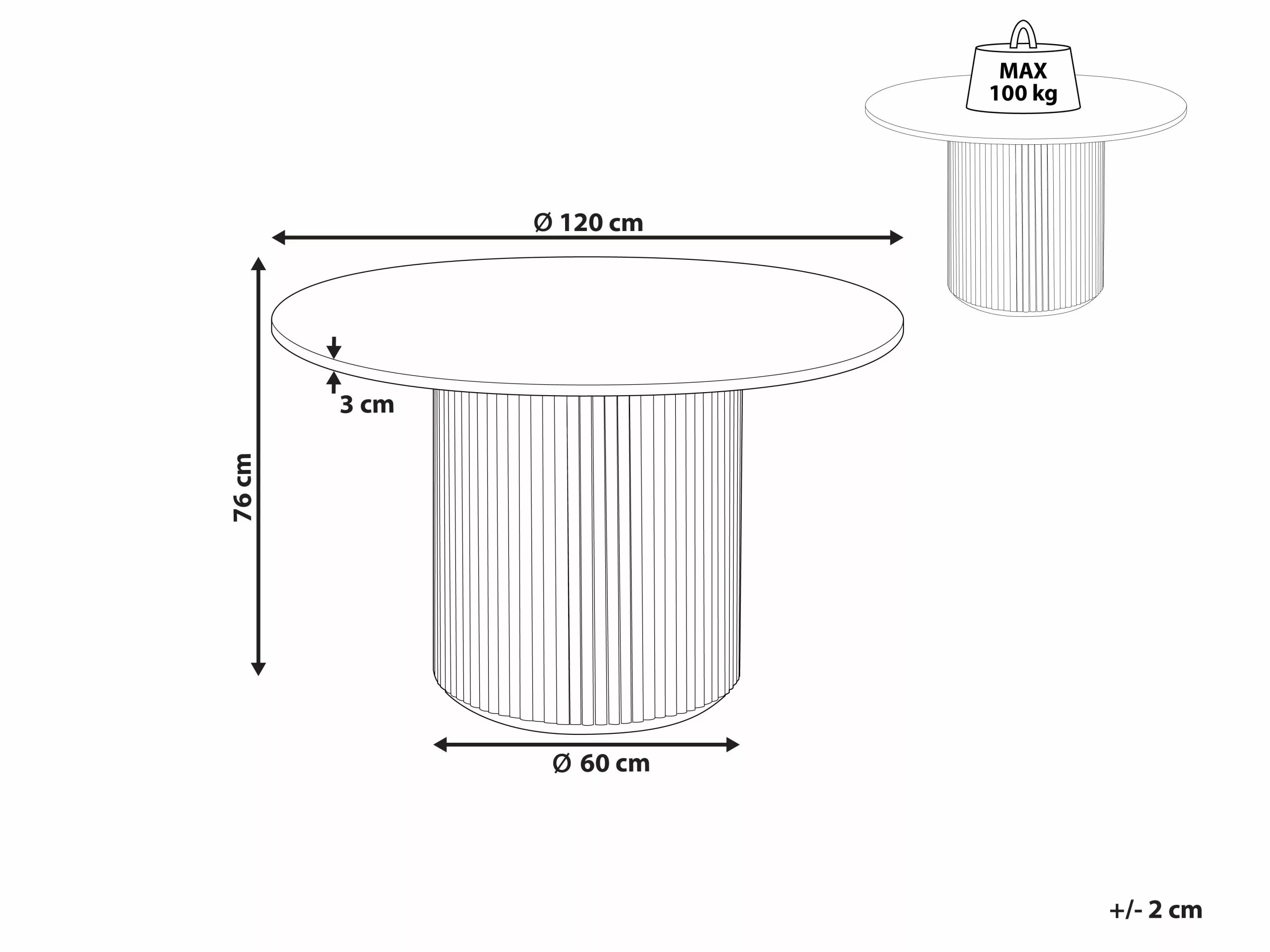 Beliani Ruokapöytä Vaalea Puu ⌀ 120 Cm VISTALLA 10 Beliani Ruokapöytä Vaalea Puu ⌀ 120 Cm VISTALLA - Image 8